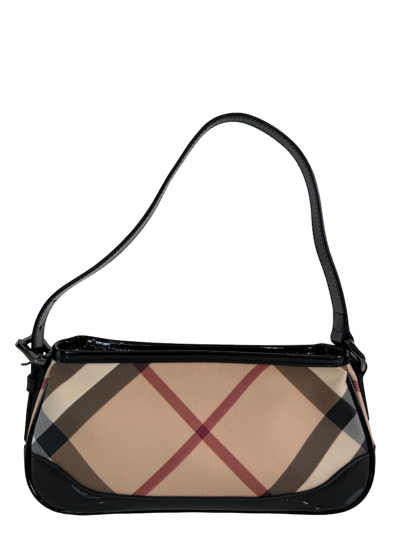 Burberry Nova Check Black Patent Leather Pochette