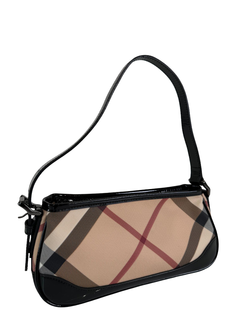 Burberry Nova Check Black Patent Leather Pochette