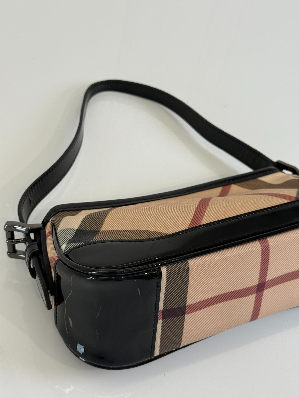 Burberry Nova Check Black Patent Leather Pochette