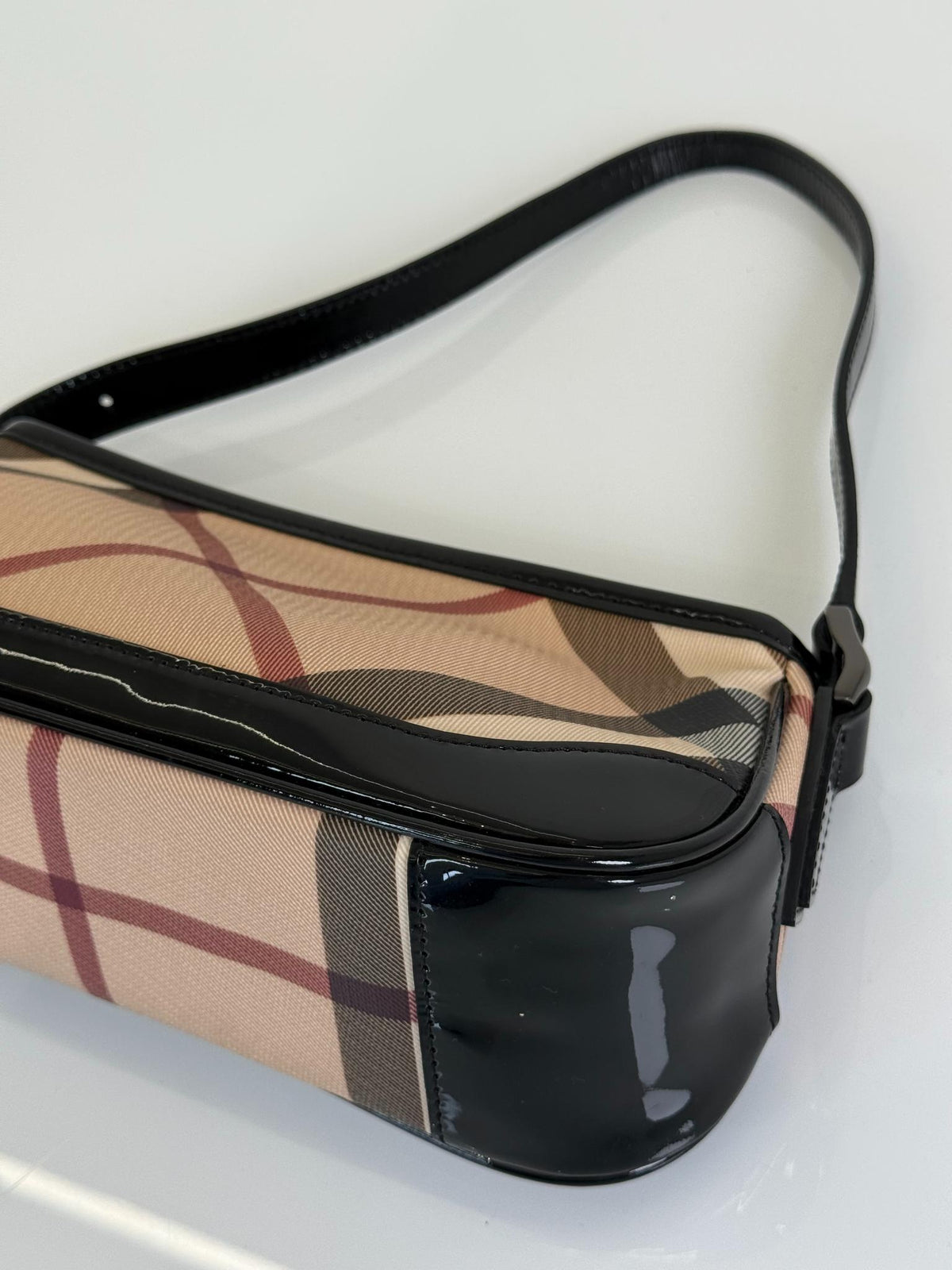Burberry Nova Check Black Patent Leather Pochette