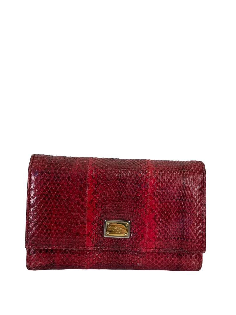 Dolce Gabbana Red Python Embossed Small Wallet