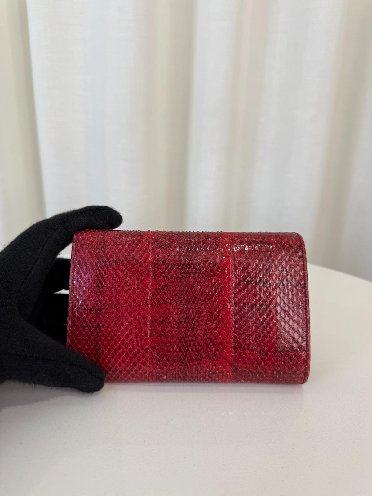 Dolce Gabbana Red Python Embossed Small Wallet