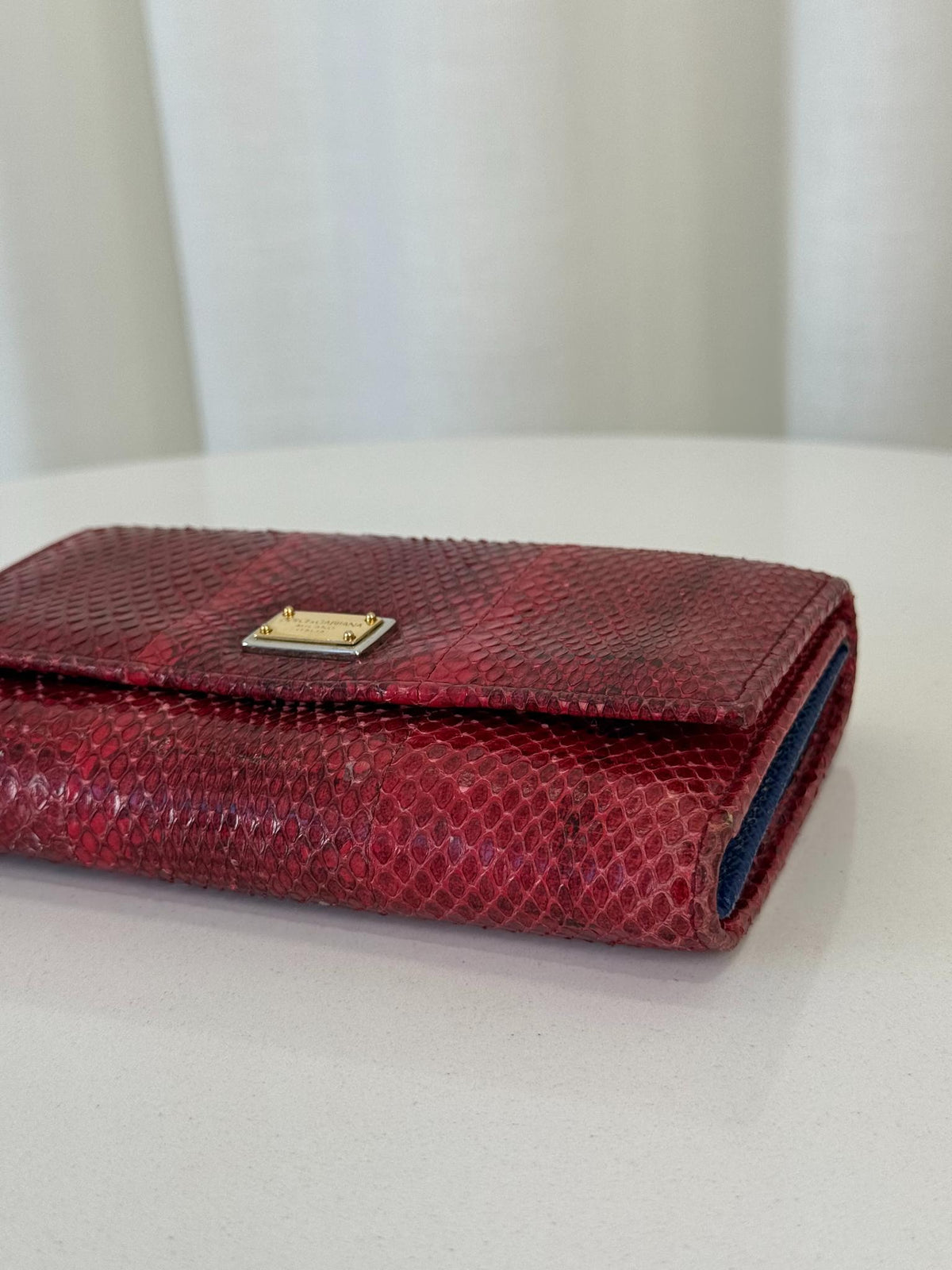 Dolce Gabbana Red Python Embossed Small Wallet