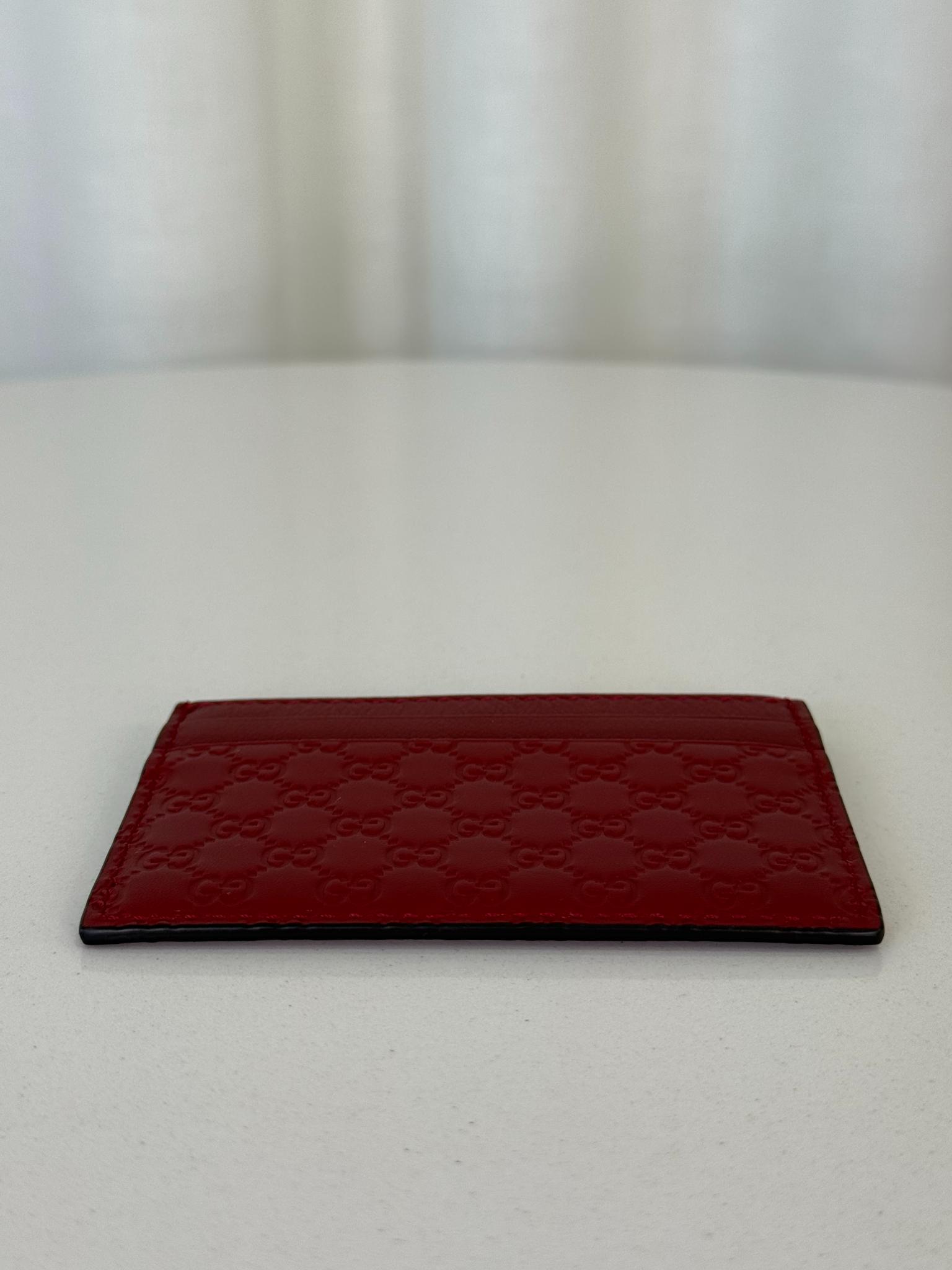 Gucci Microguccissima Red Leather Card Holder