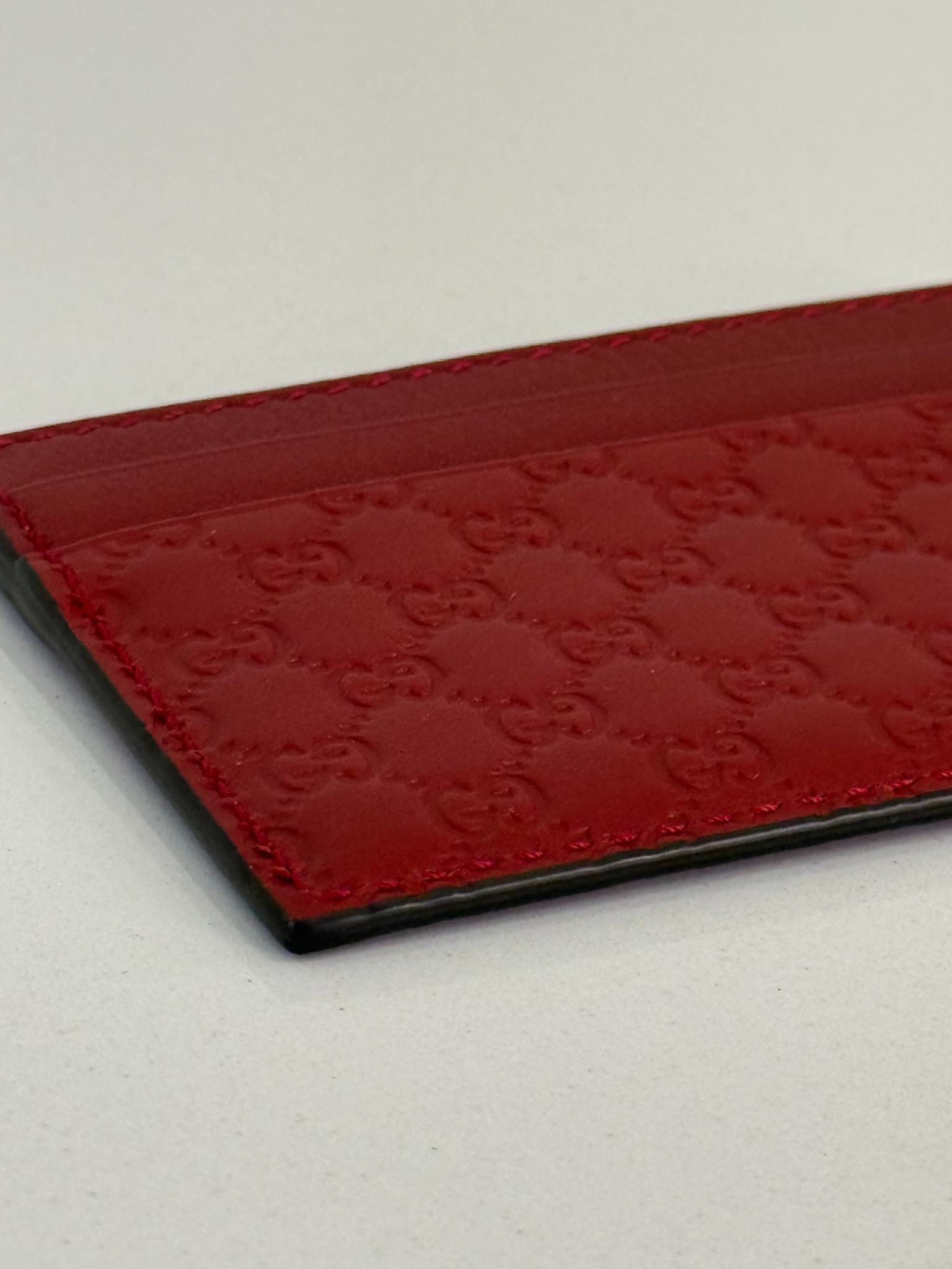 Gucci Microguccissima Red Leather Card Holder