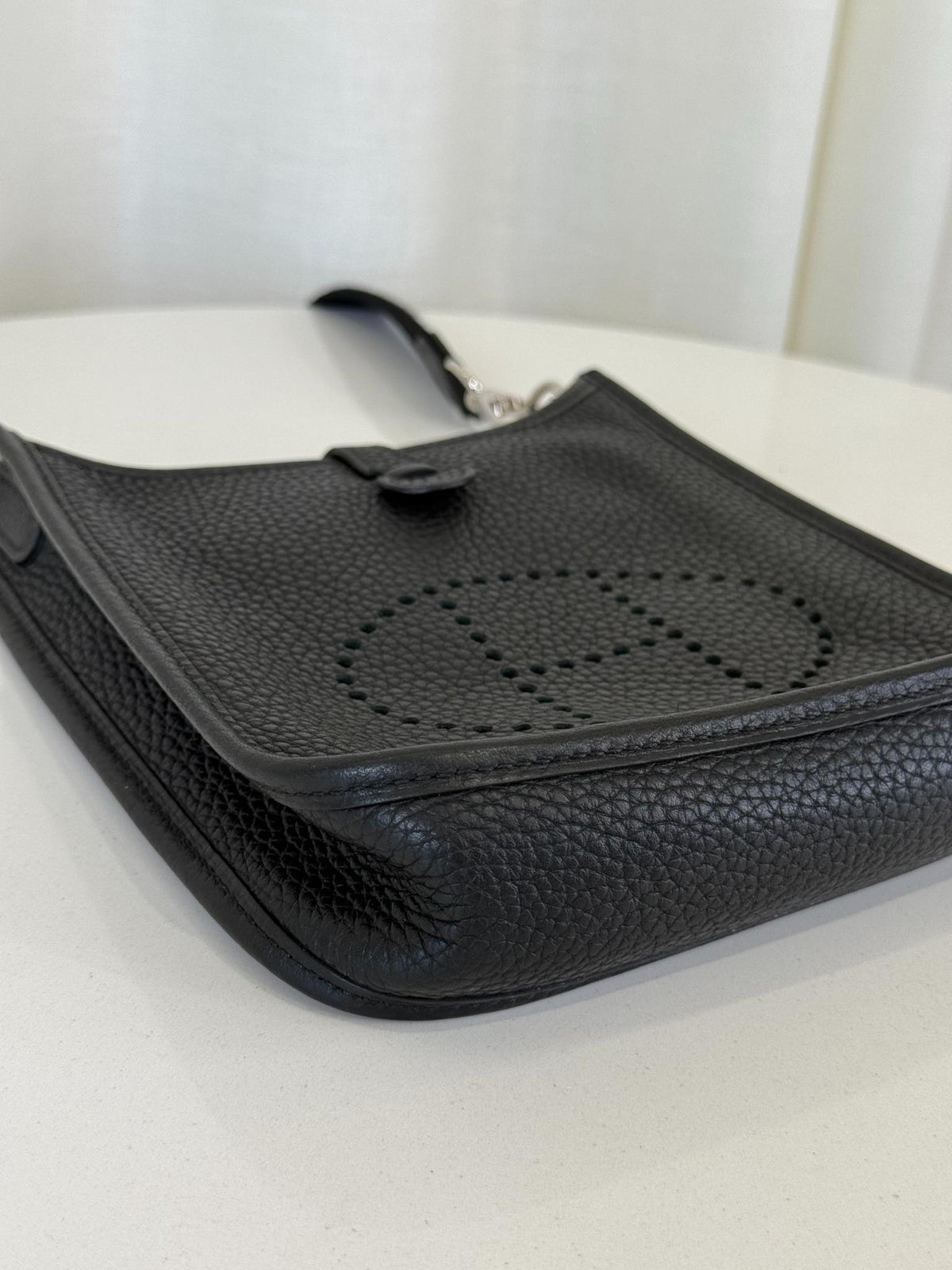 Hermès Black Taurillon Clemence Mini Evelyne TPM 16 Palladium Hardware