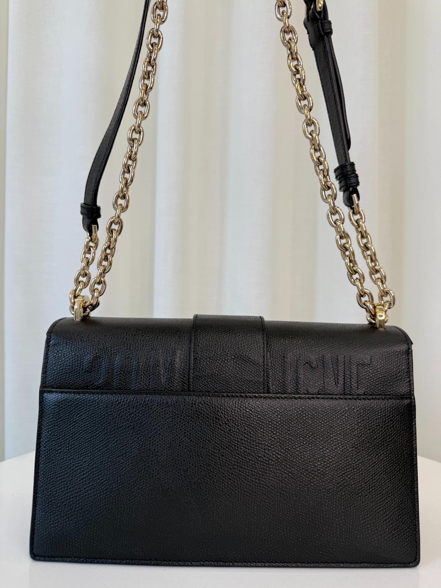 Christian Dior 30 Montaigne Black Grained Calfskin Leather Shoulder Bag