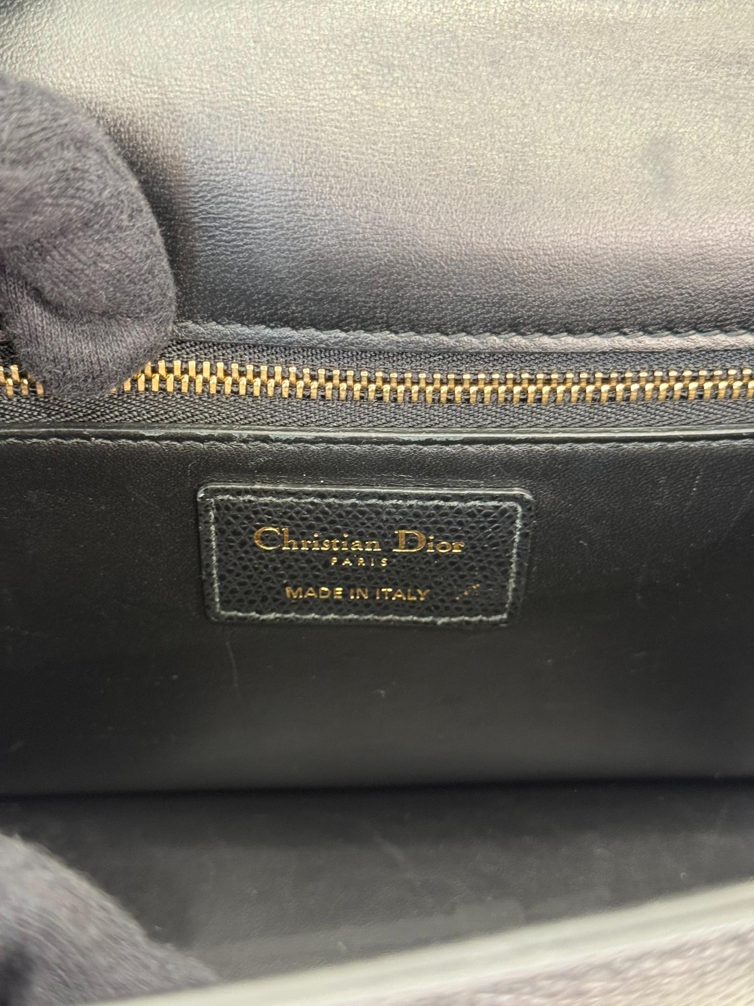 Christian Dior 30 Montaigne Black Grained Calfskin Leather Shoulder Bag