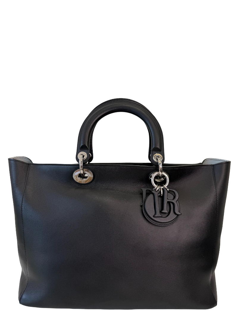 Christian Dior Diorissimo Black Smooth Calfskin Leather Large Tote