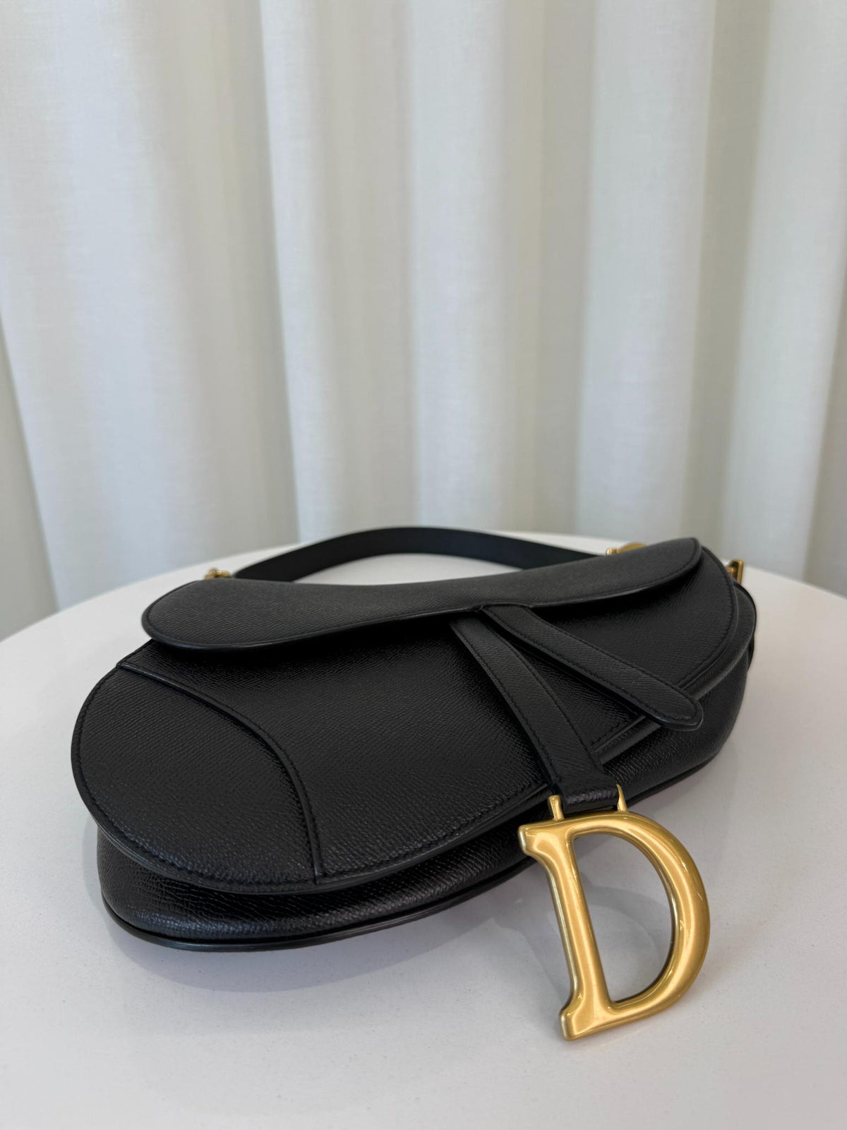 Christian Dior Saddle Black Grained Calfskin Long Strap Included
