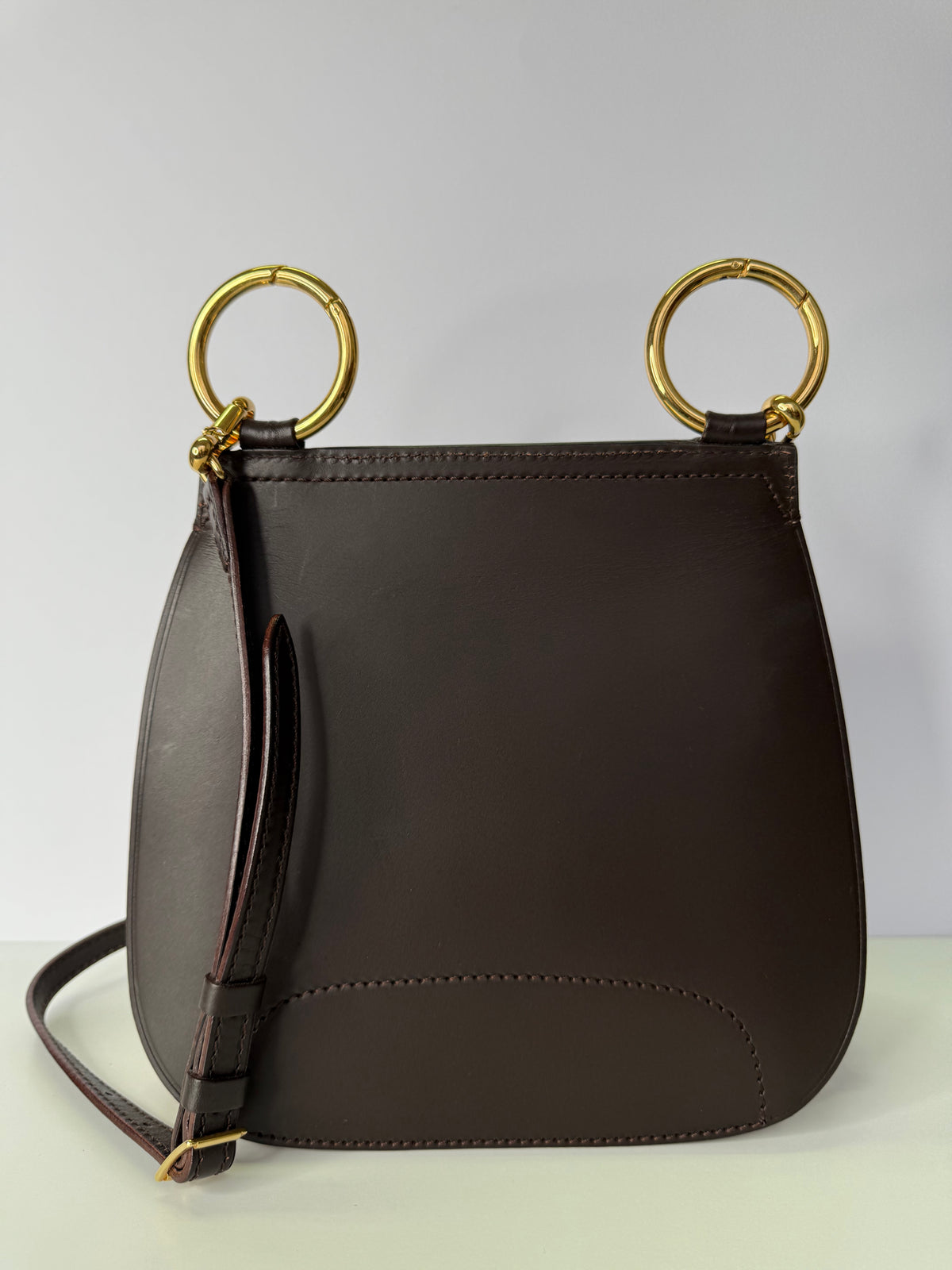 Burberry Haymarket Check Bridle Saddle Bag Dark Clove Brown