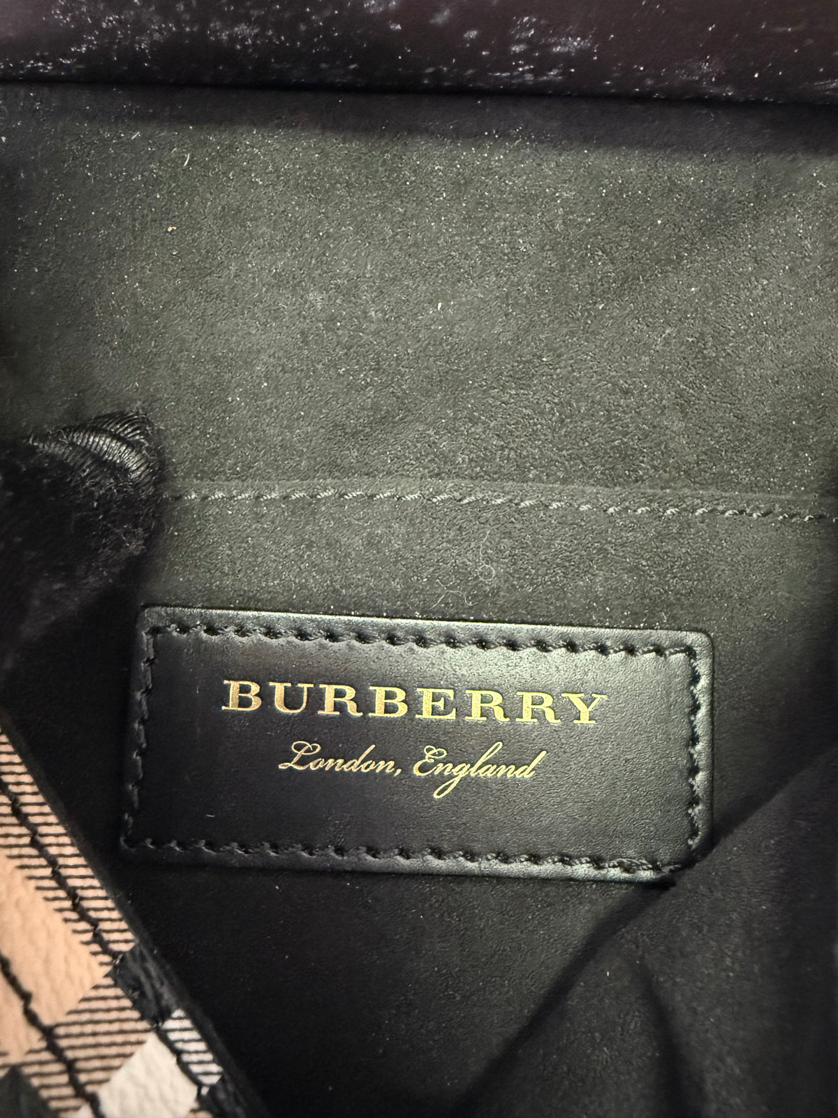 Burberry Haymarket Check Bridle Saddle Bag Dark Clove Brown
