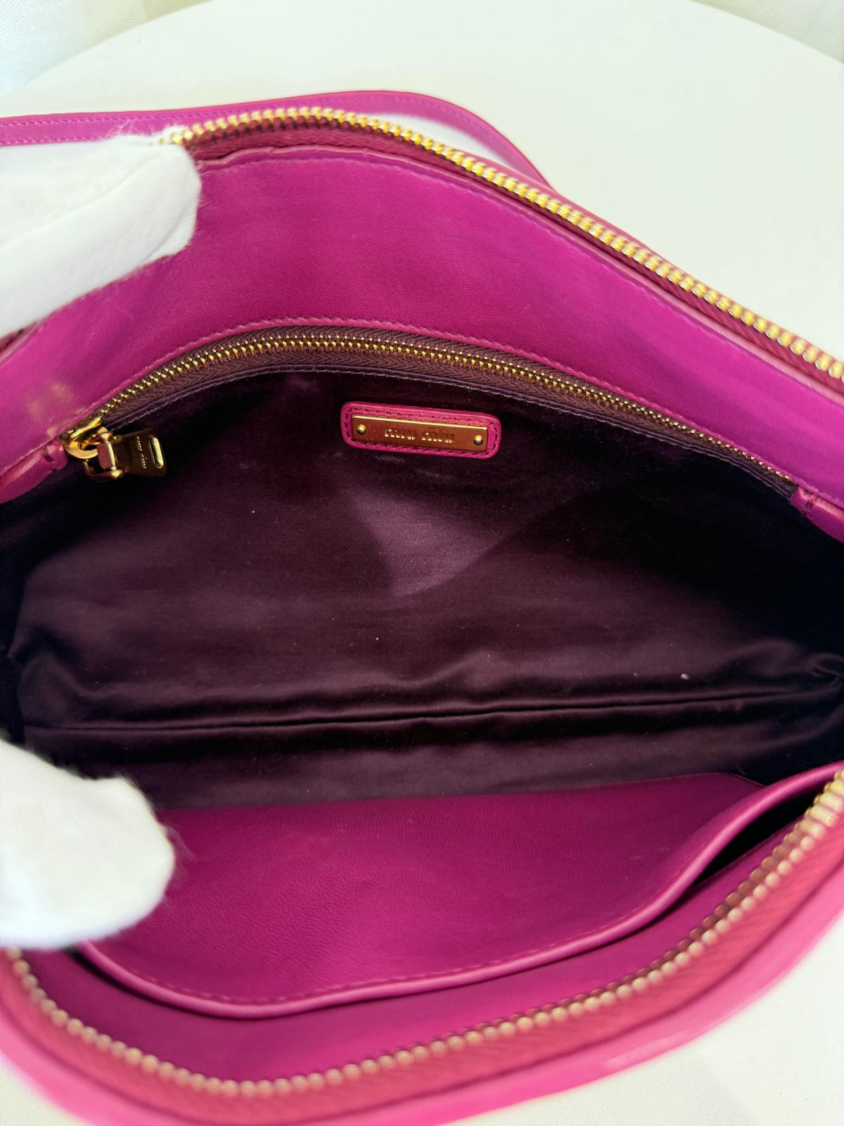 Miu Miu Pink Matelassé Leather Zip Chain Crossbody Bag