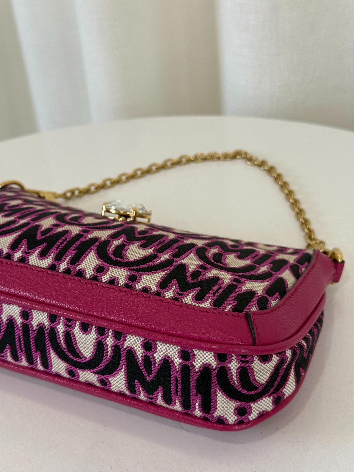 Miu Miu Pink Monogram Jacquard Madras Pochette