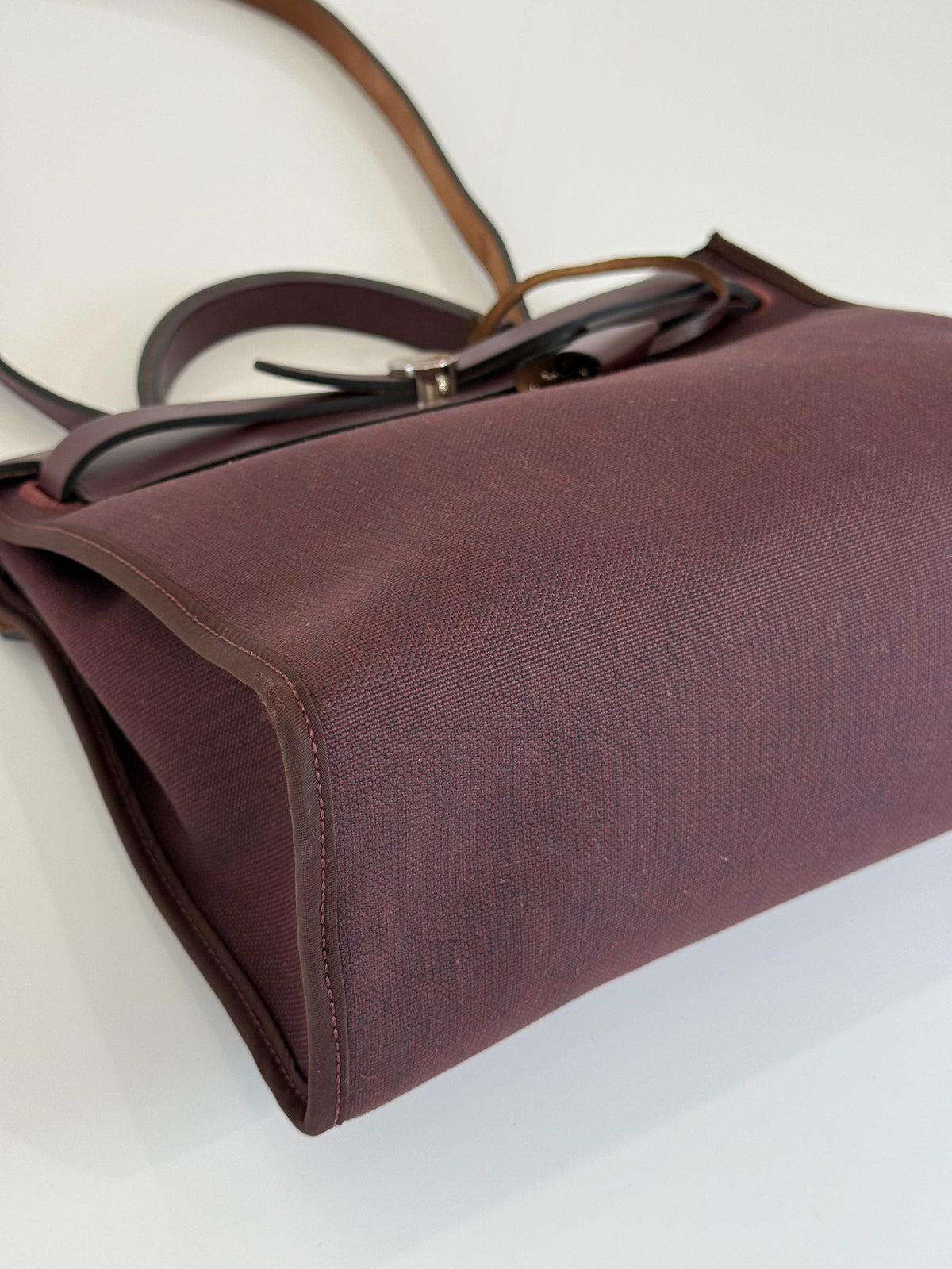 Hermès Herbag Zip 31 Burgundy Canvas and Leather Trim