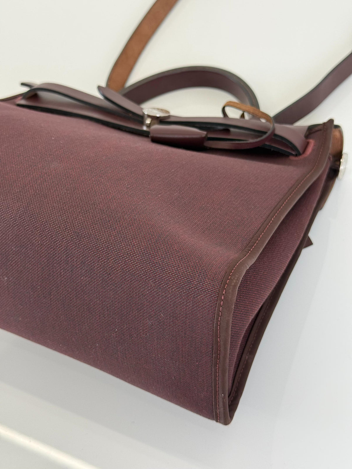 Hermès Herbag Zip 31 Burgundy Canvas and Leather Trim