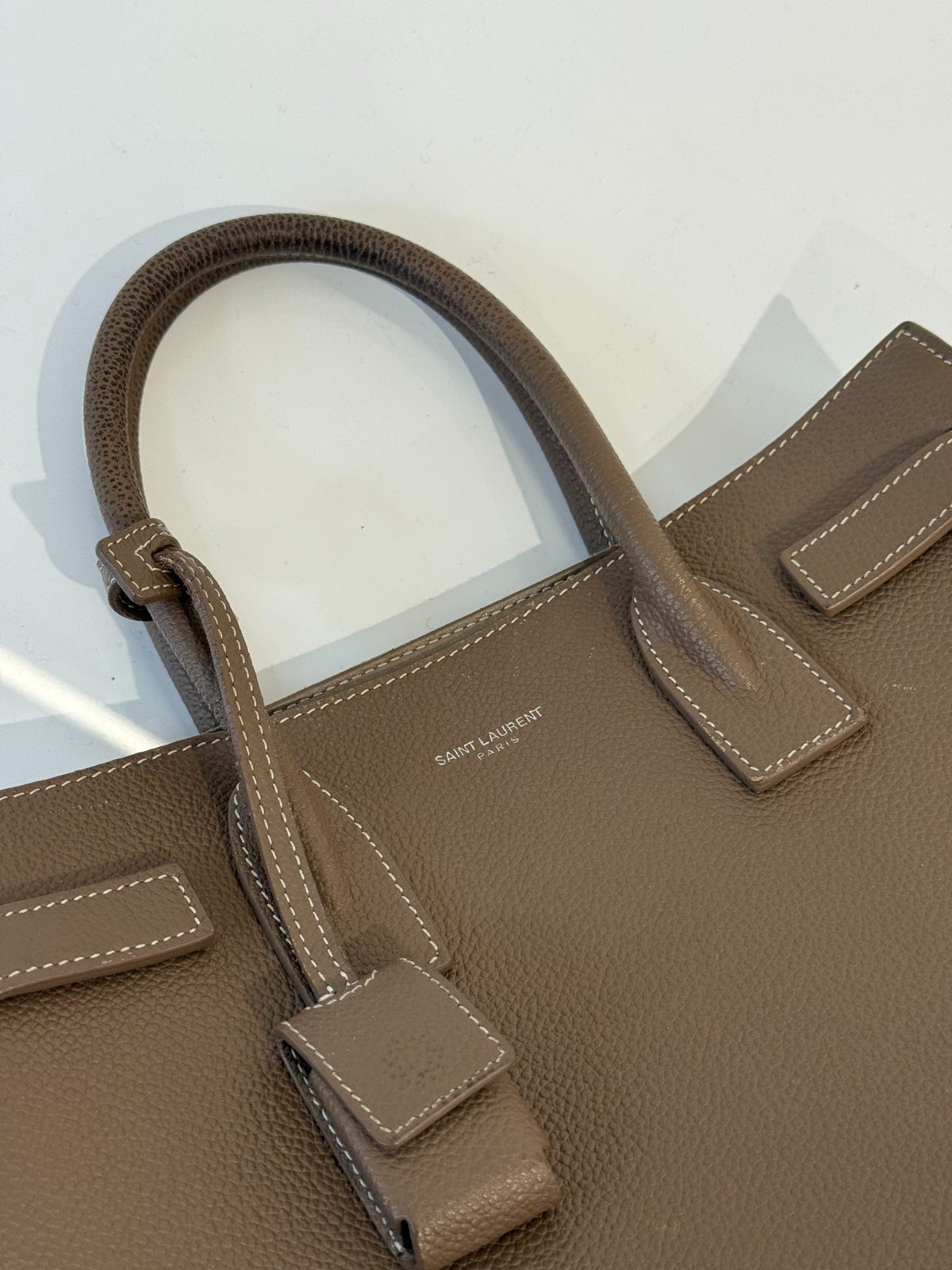 Saint Laurent Baby Sac De Jour Taupe Grained Leather