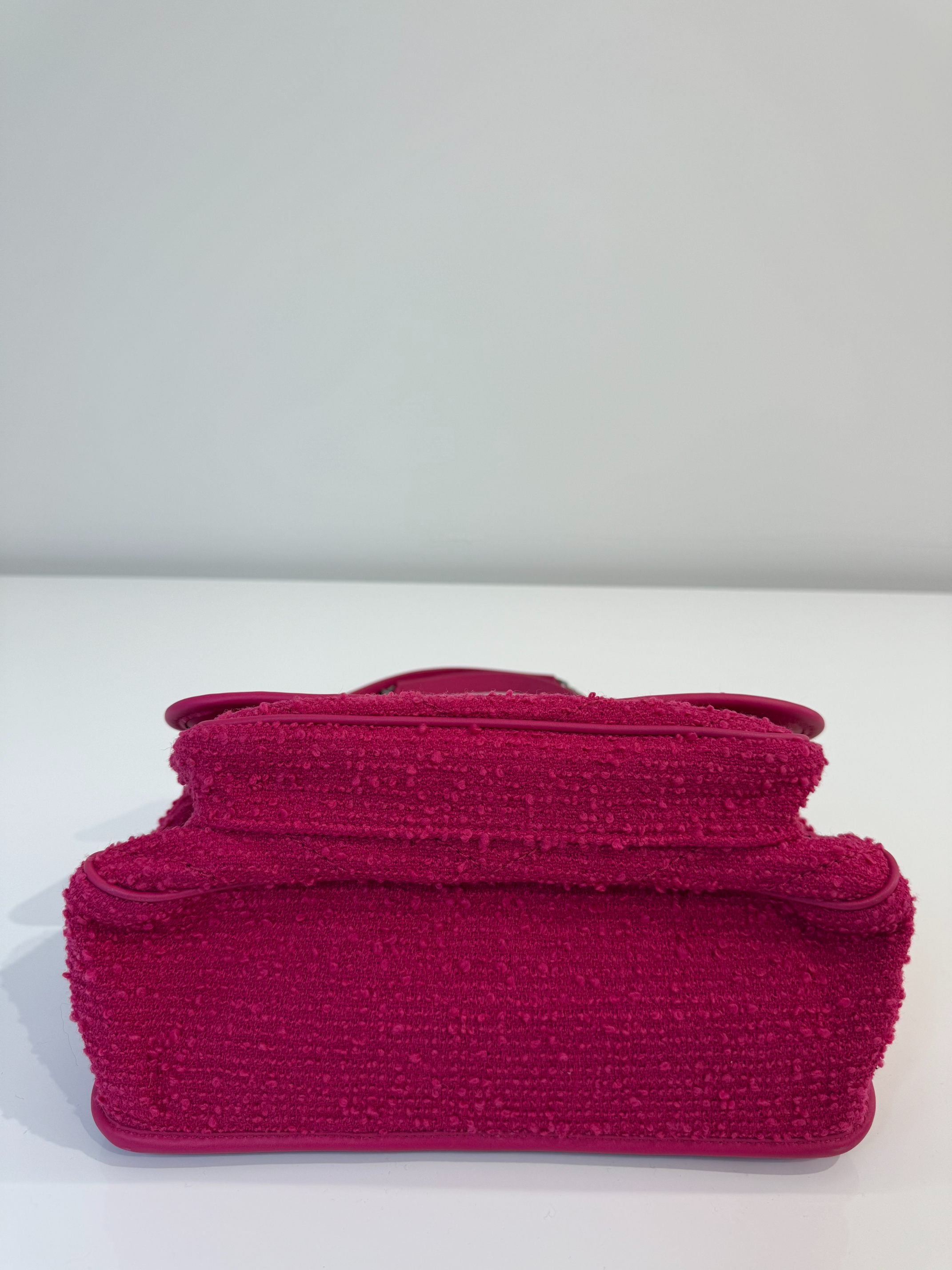 Saint Laurent Niki Medium Boucle Tweed Shoulder Bag Magenta