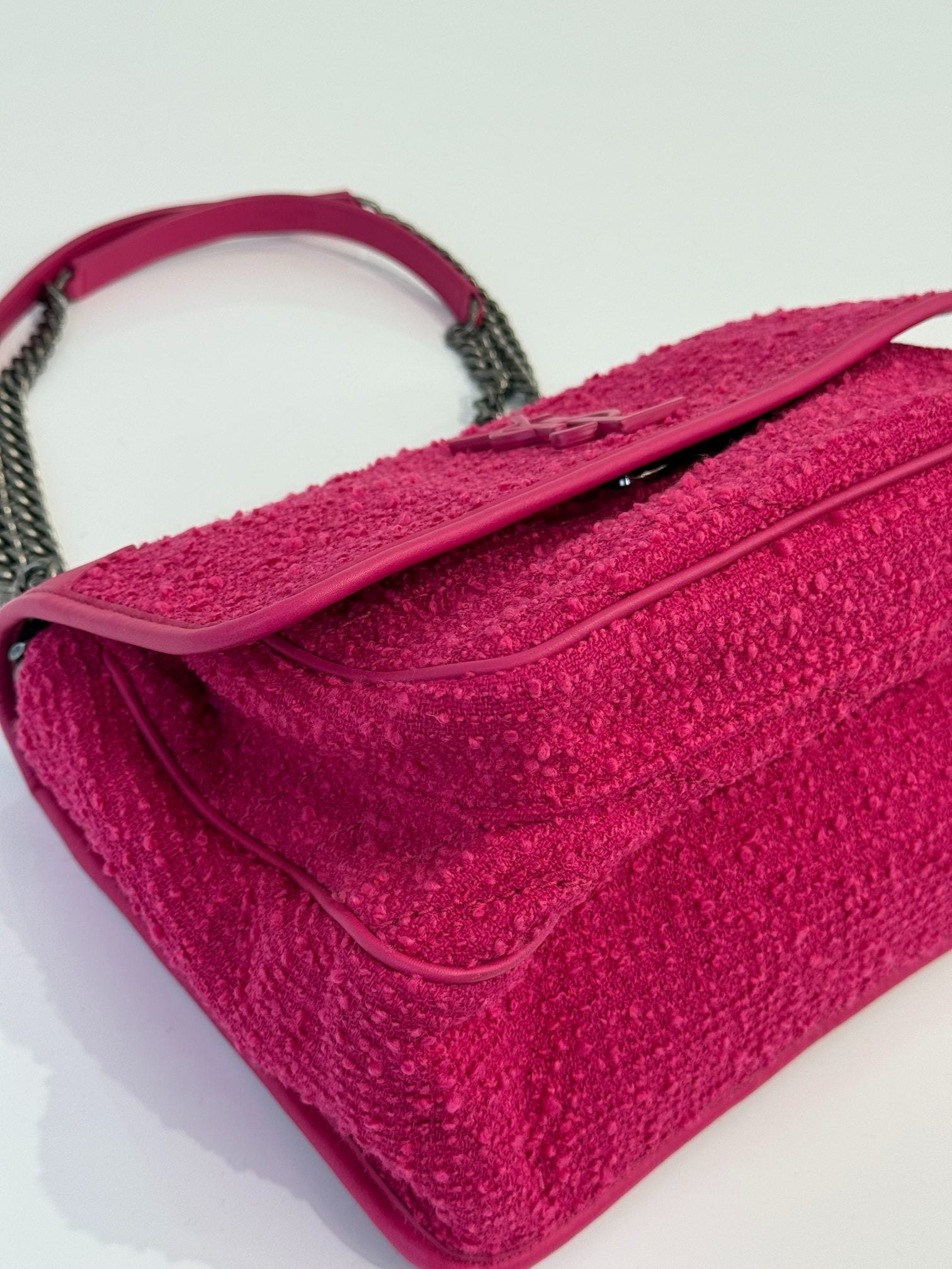 Saint Laurent Niki Medium Boucle Tweed Shoulder Bag Magenta