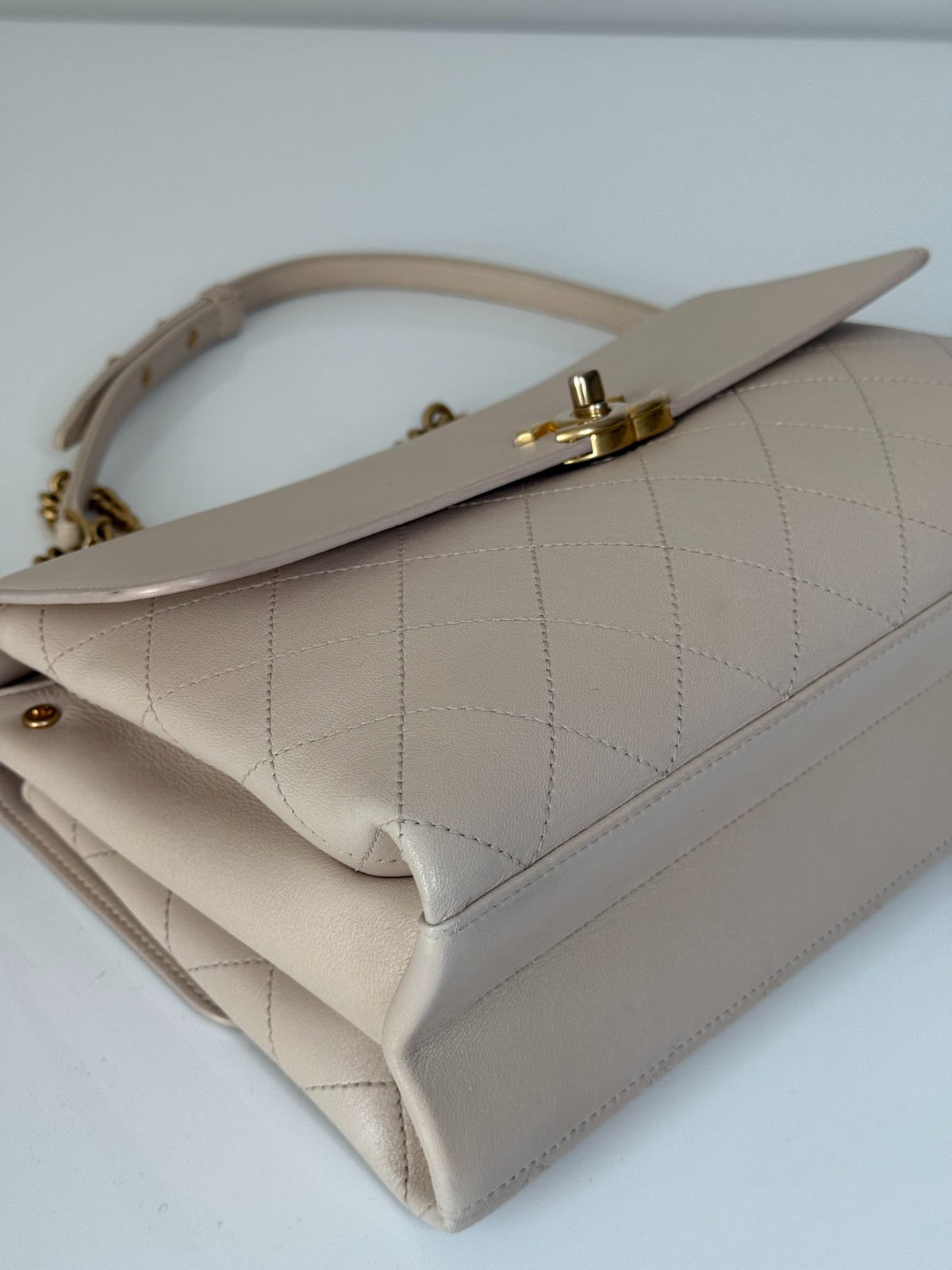 Chanel Coco Luxe Beige Quilted Calfskin Flap Bag