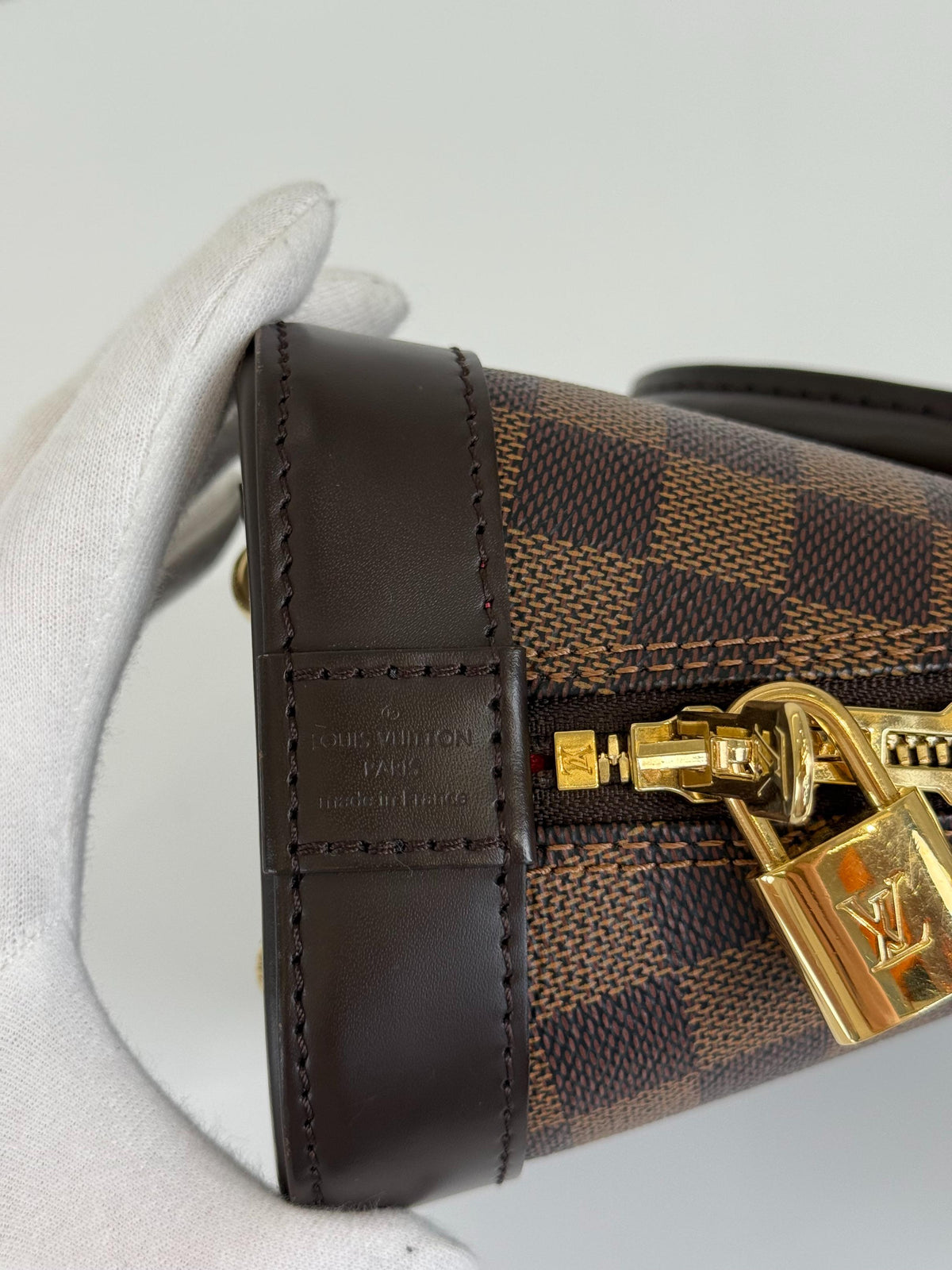 Louis Vuitton Alma BB Damier Ebene Canvas with H.B Initials