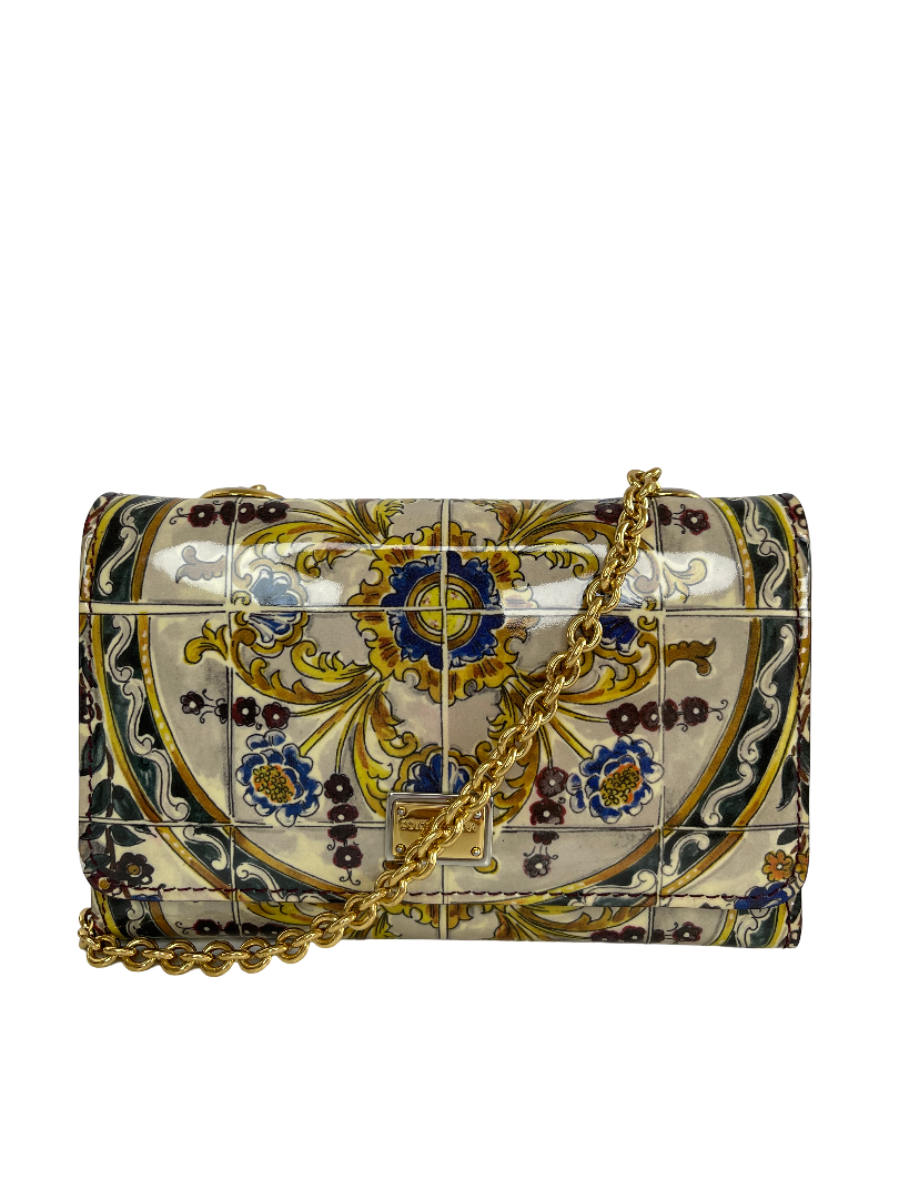 Dolce Gabbana Majolica Print Leather Mini Sicily Von Bag