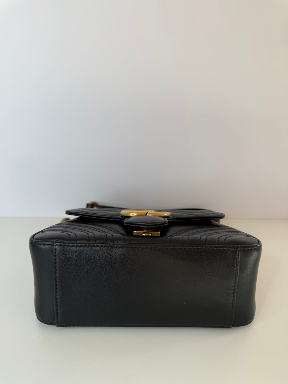 Gucci Mini GG Marmont Top Handle Black Calfskin Matelasse
