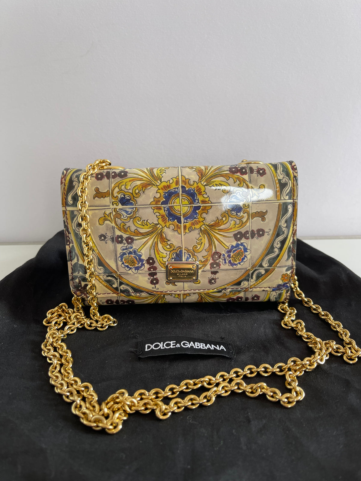Dolce Gabbana Majolica Print Leather Mini Sicily Von Bag