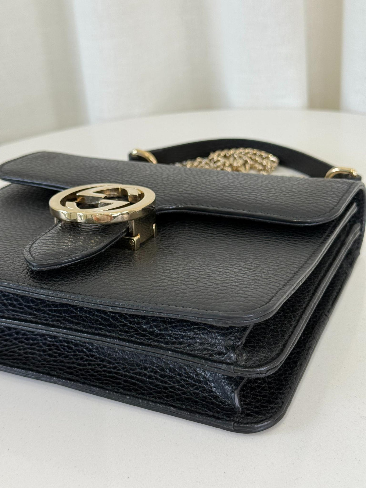 Gucci Dollar Calfskin Interlocking G Black Leather Crossbody bag