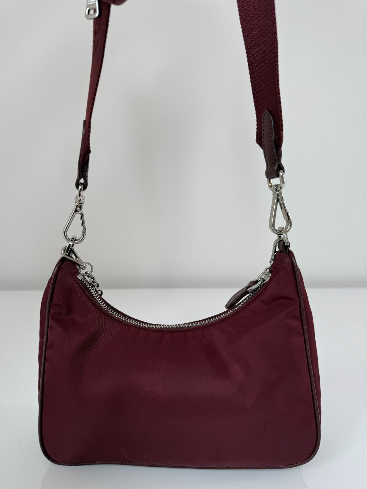 Prada Re-Edition 2005 Re-Nylon Burgundy Crossbody Bag
