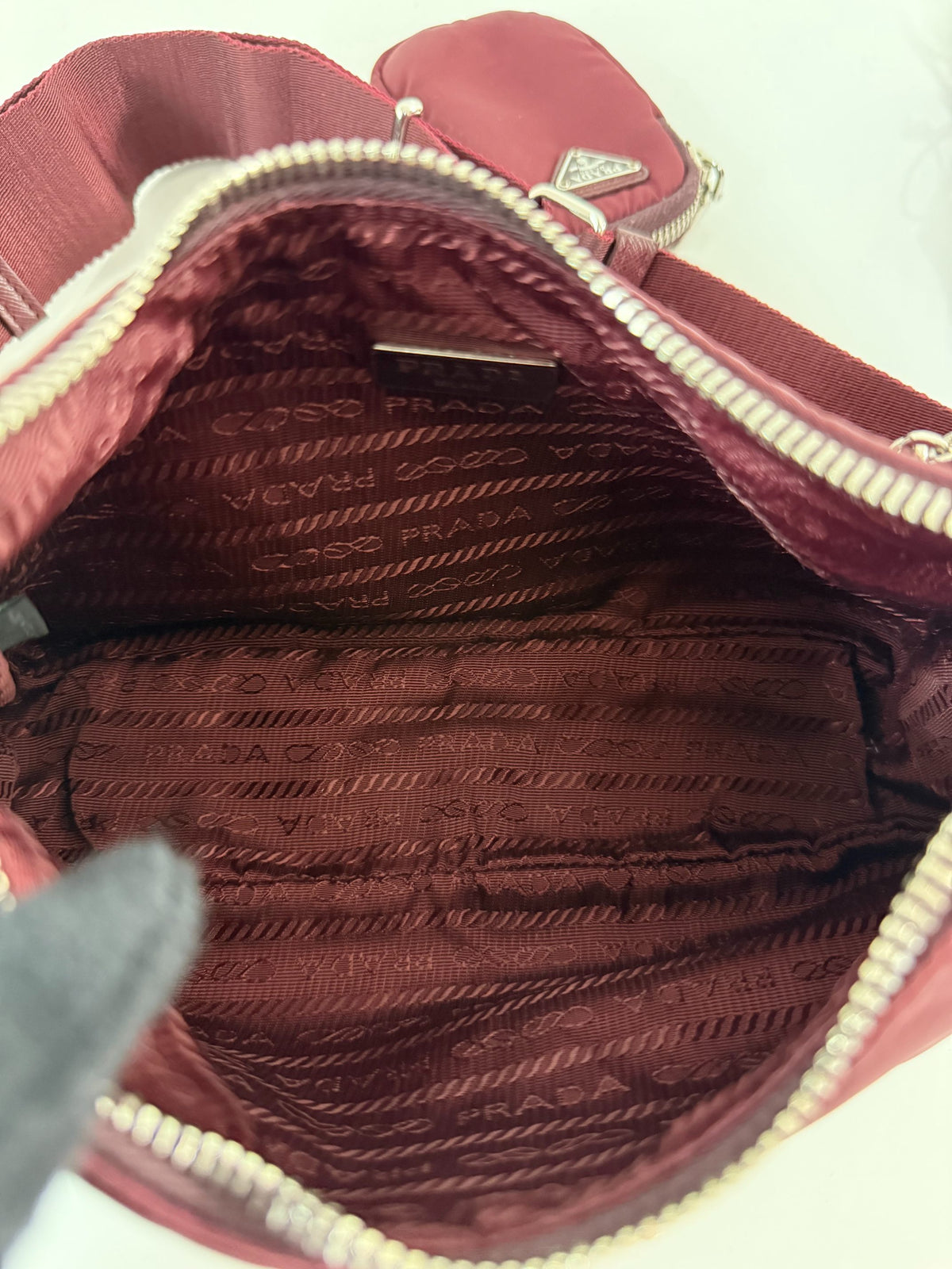 Prada Re-Edition 2005 Re-Nylon Burgundy Crossbody Bag