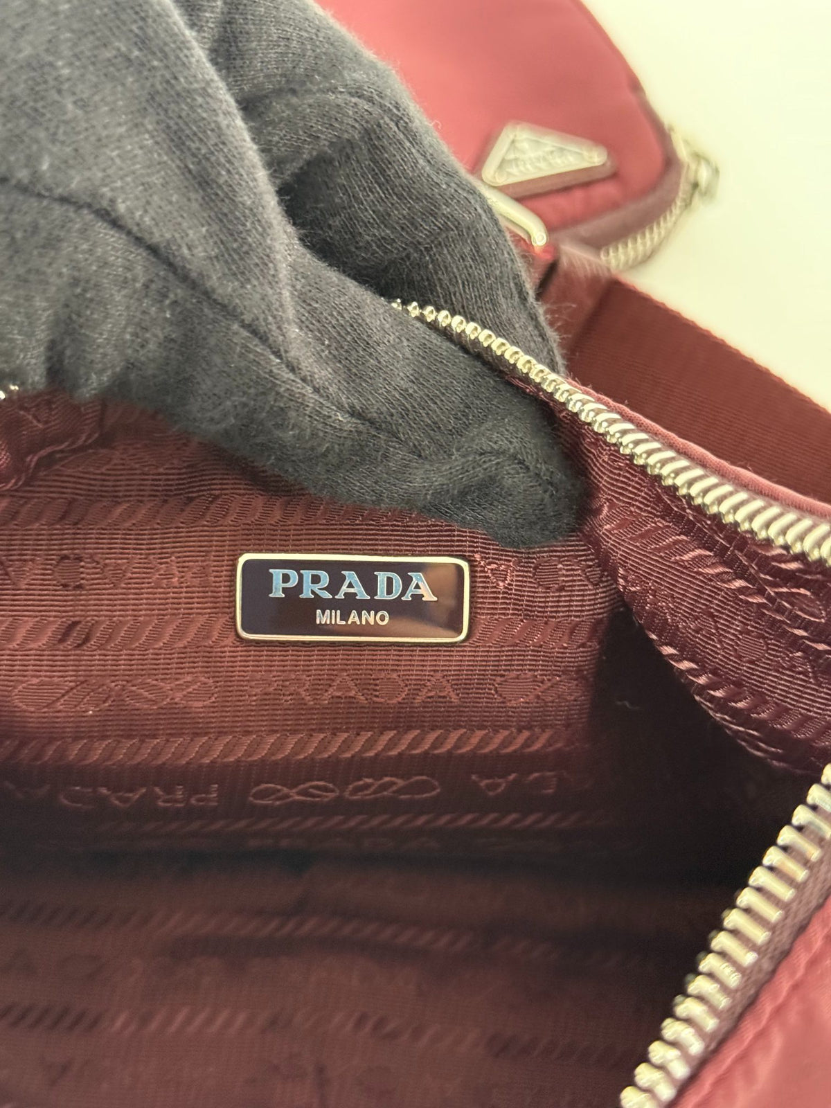 Prada Re-Edition 2005 Re-Nylon Burgundy Crossbody Bag