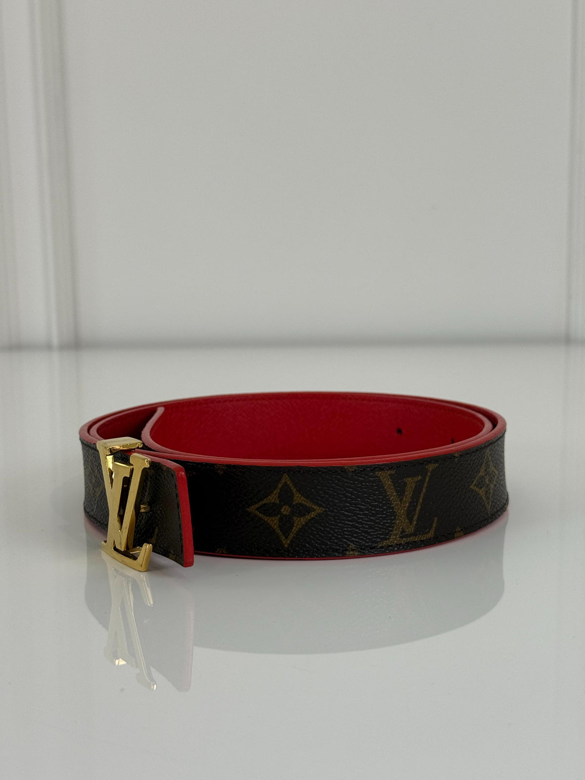 Louis Vuitton LV Initiales 30mm Reversible Belt Red Monogram Canvas