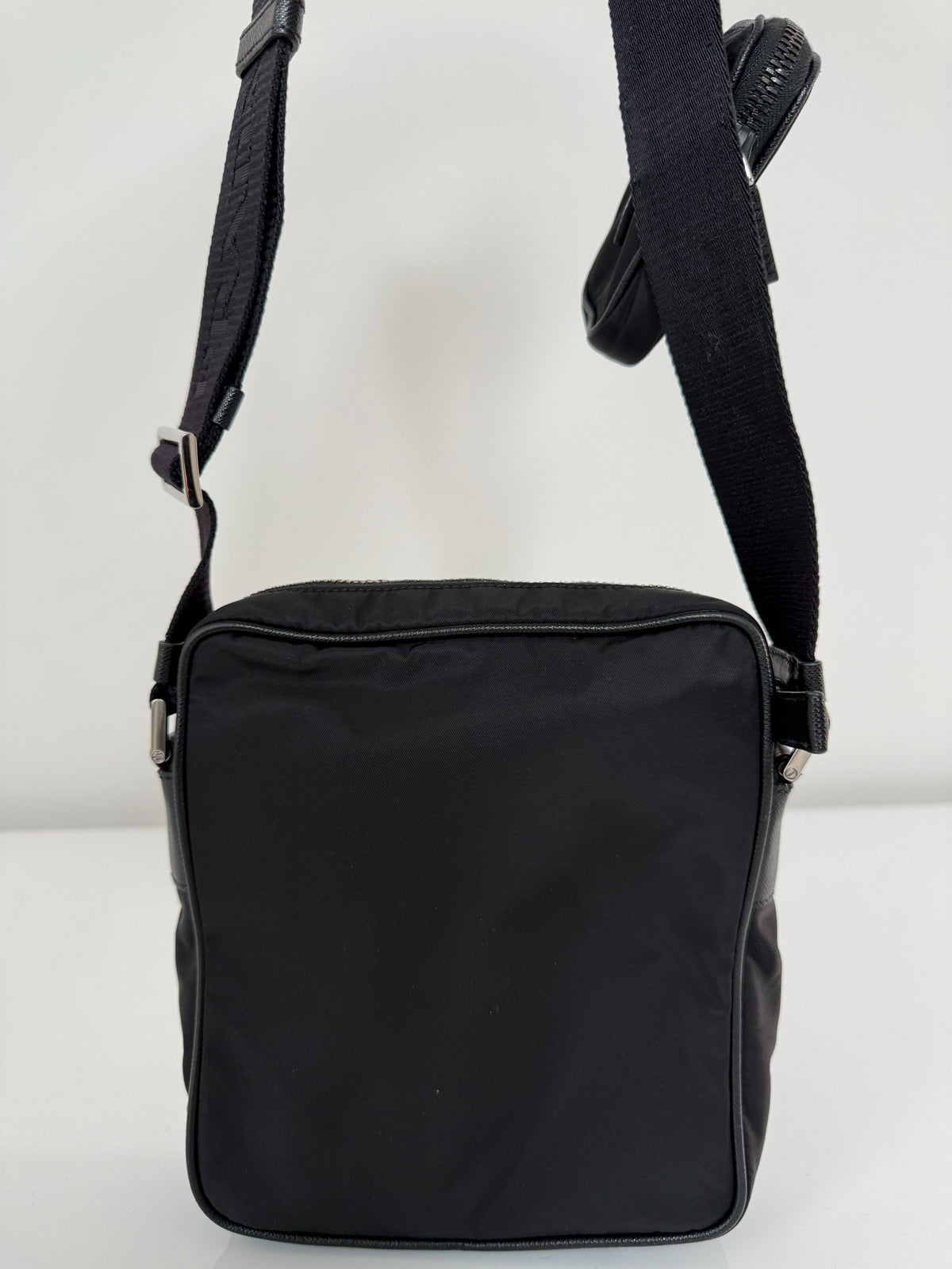 Prada Men's Re-Nylon/Saffiano Black Crossbody Bag