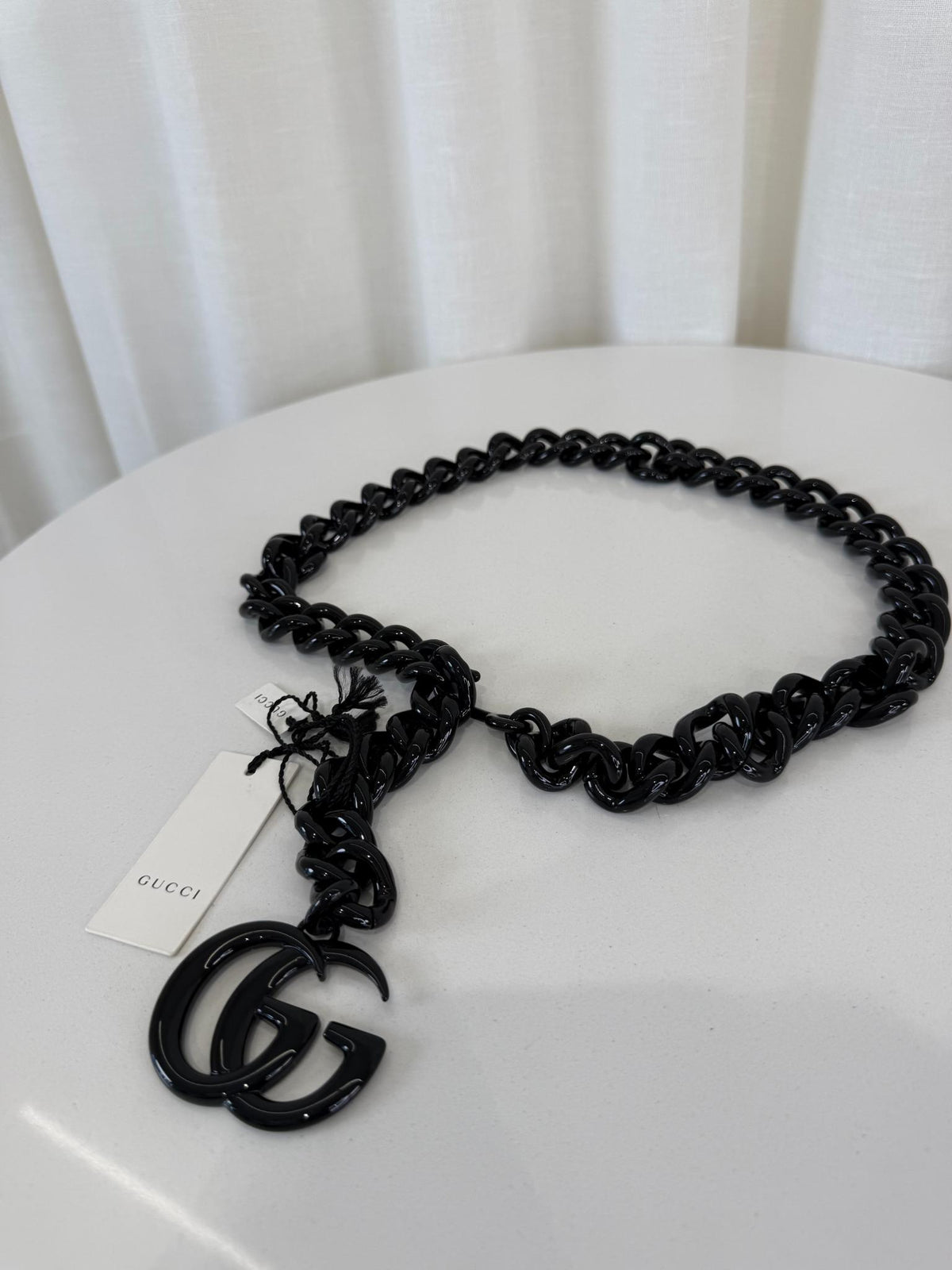 Gucci Black GG Marmont Chain Belt