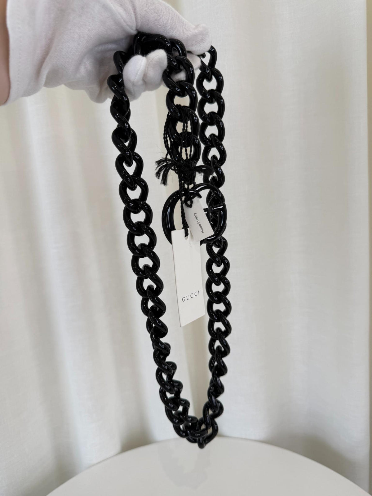 Gucci Black GG Marmont Chain Belt
