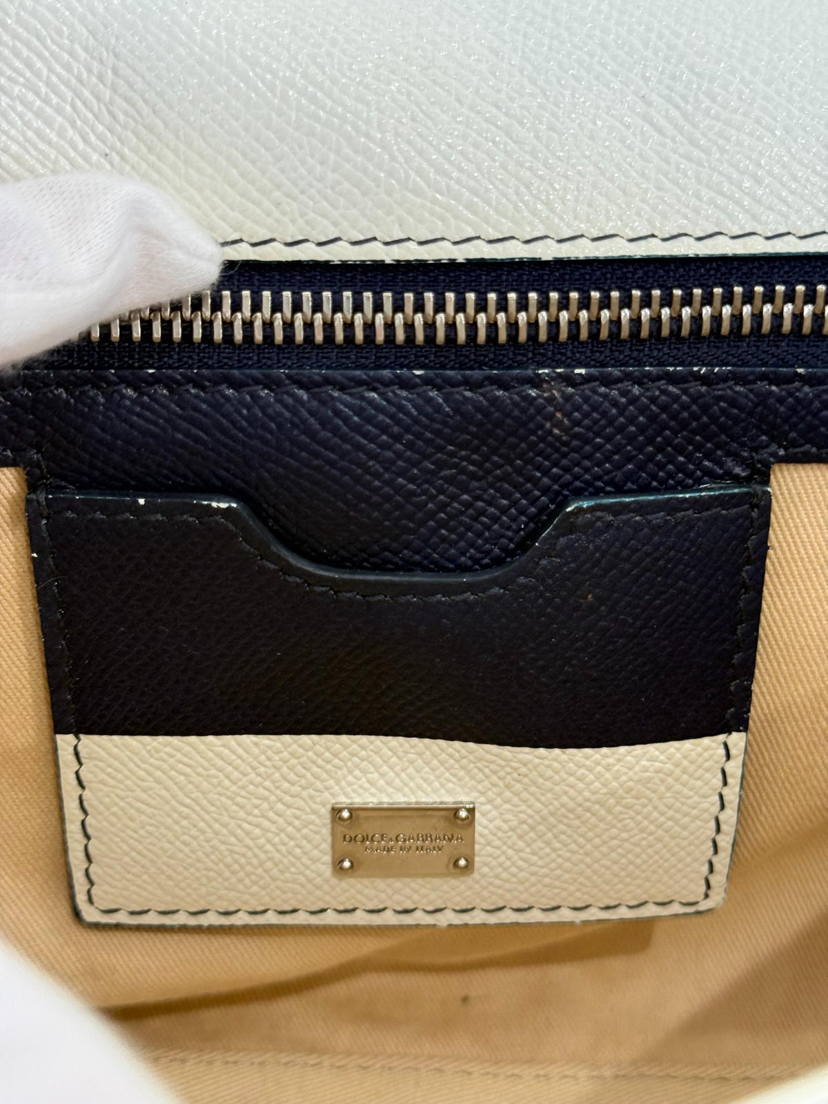 Dolce Gabbana Medium Miss Sicily Striped Leather Top Handle