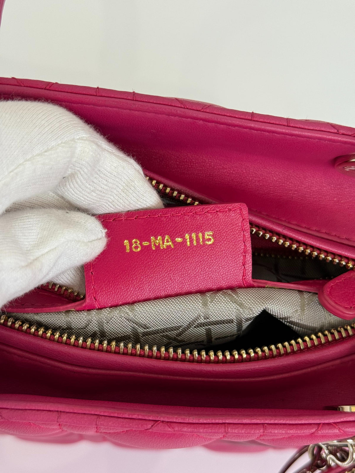 Christian Dior Medium Lady Dior Fuchsia Lambskin Cannage Leather