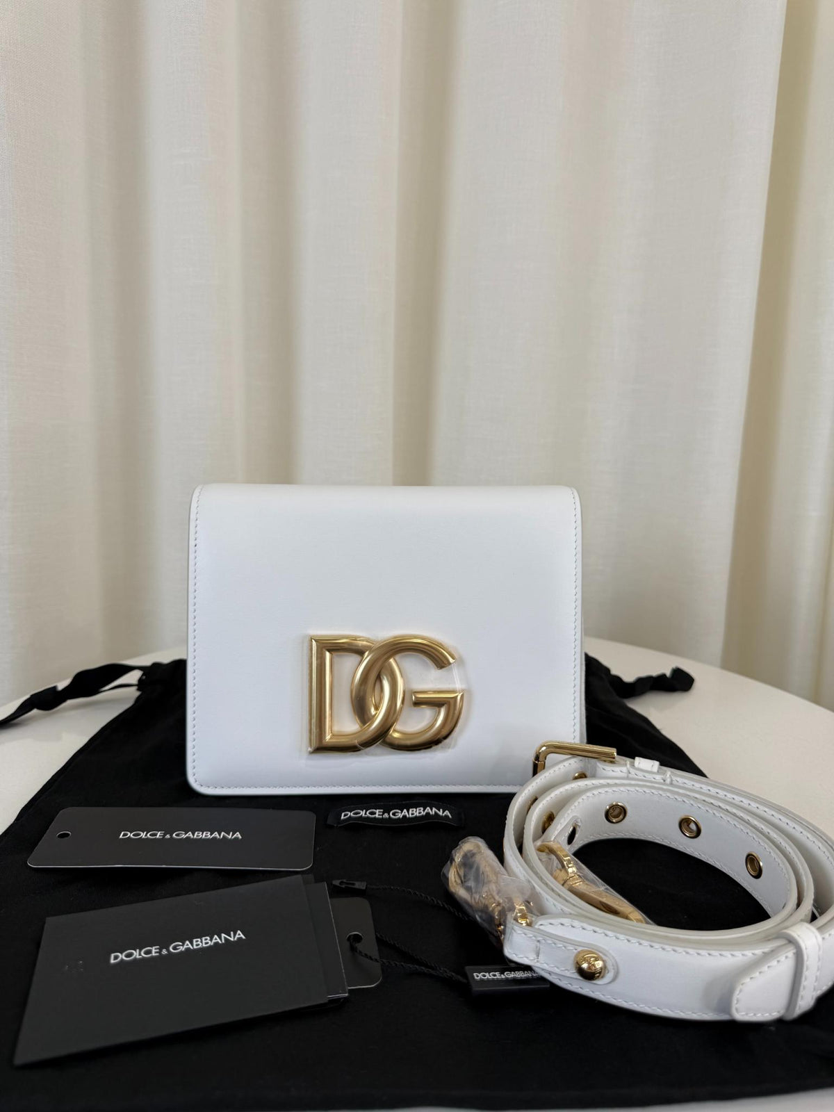 Dolce Gabbana 3.5 White Leather Crossbody Bag