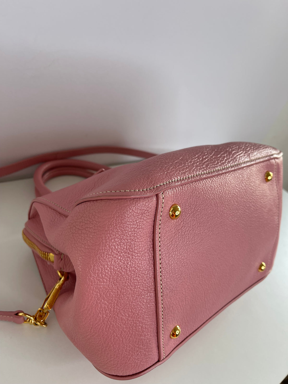 Miu Miu Madras Pink Leather Top Handle Bag