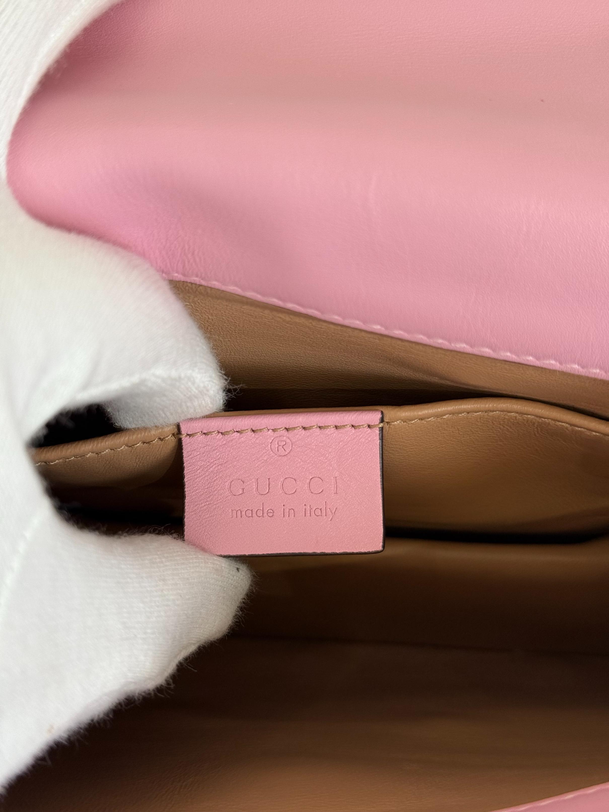 Gucci Pink Leather Pearl Studded Queen Margaret Broadway Shoulder Bag
