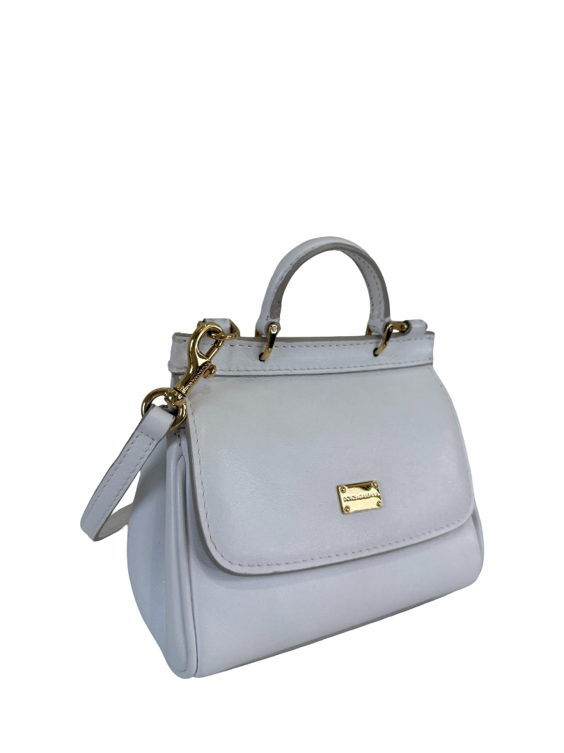 Dolce Gabbana Mini Miss Sicily White Smooth Leather