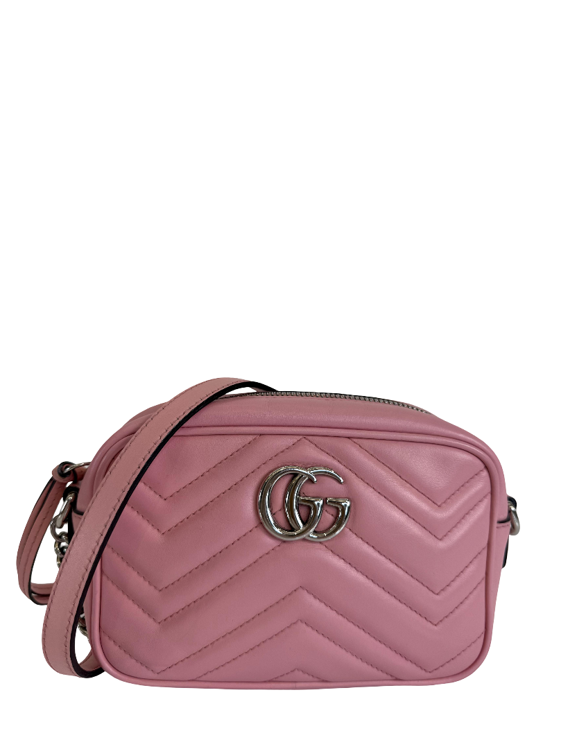 Gucci Mini GG Marmont Baby Pink Calfskin Matelassé Camera Bag