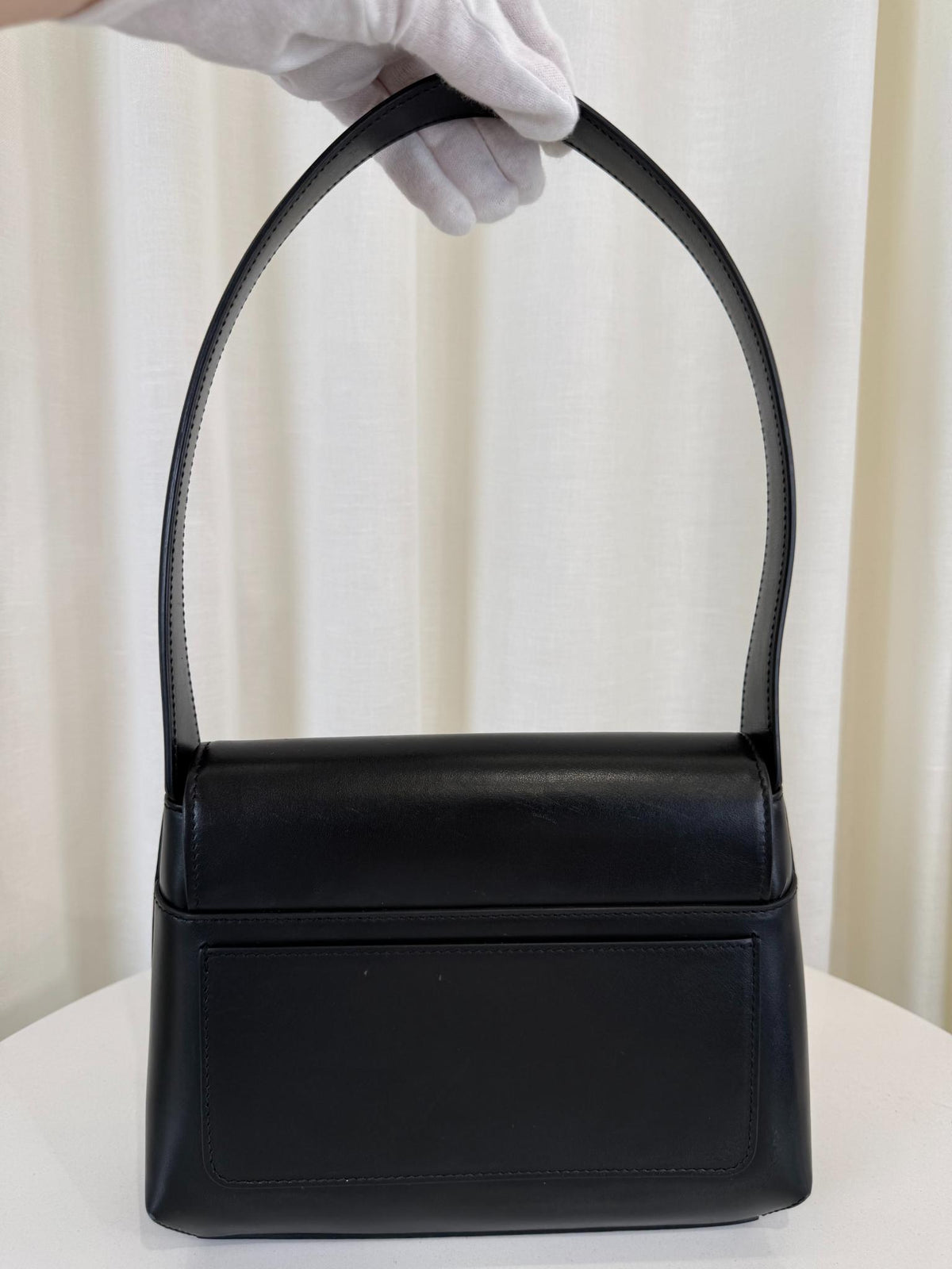 Dolce Gabbana DG Logo Embossed Black Leather Shoulder Bag