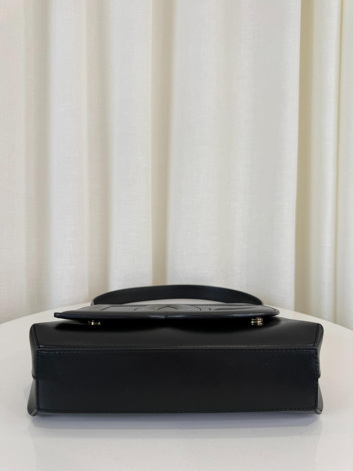 Dolce Gabbana DG Logo Embossed Black Leather Shoulder Bag