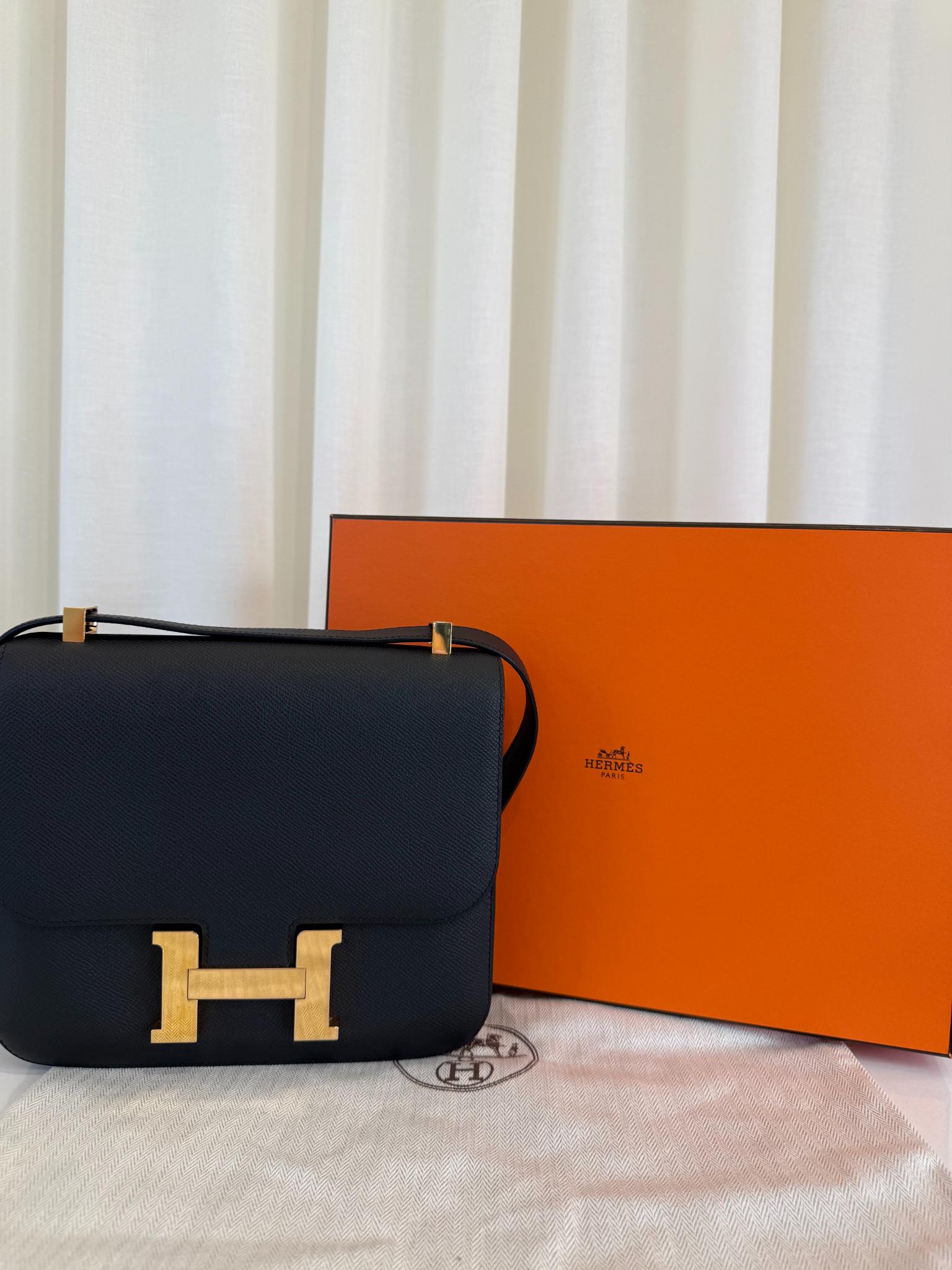 Hermès Constance 24 Black Epsom Leather Crossbody Bag GHW