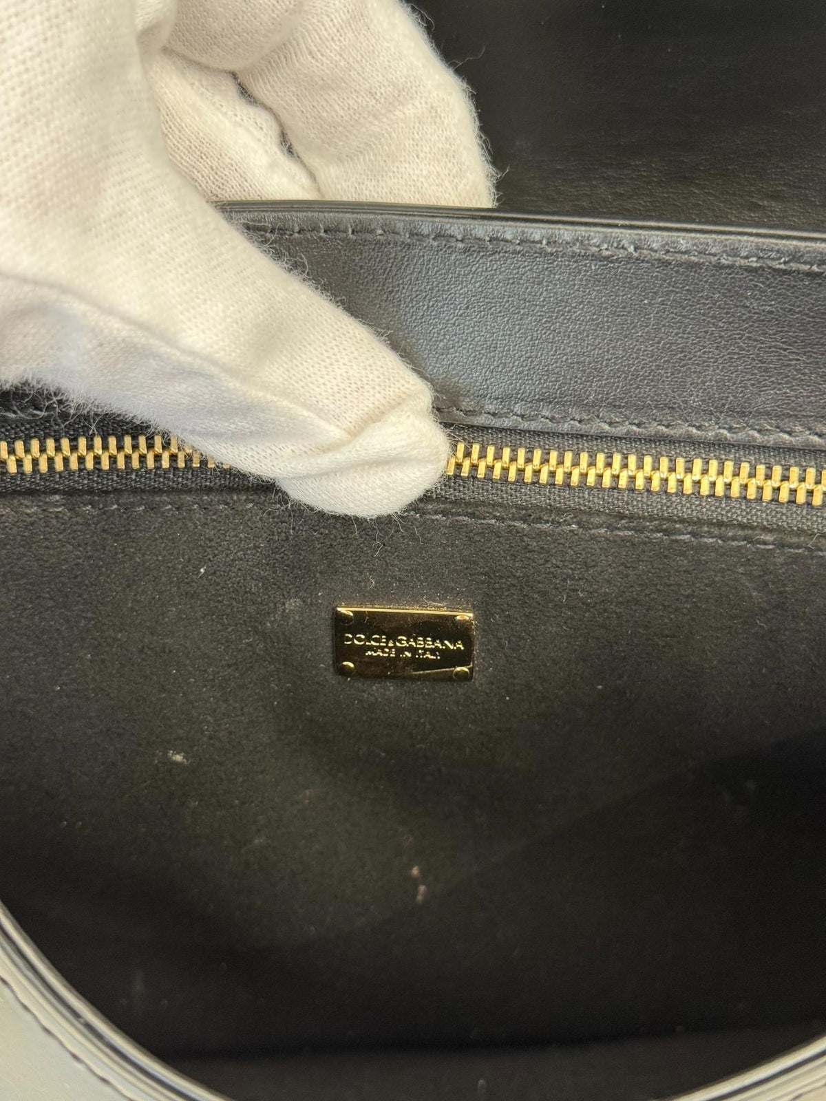 Dolce Gabbana DG Logo Embossed Black Leather Shoulder Bag