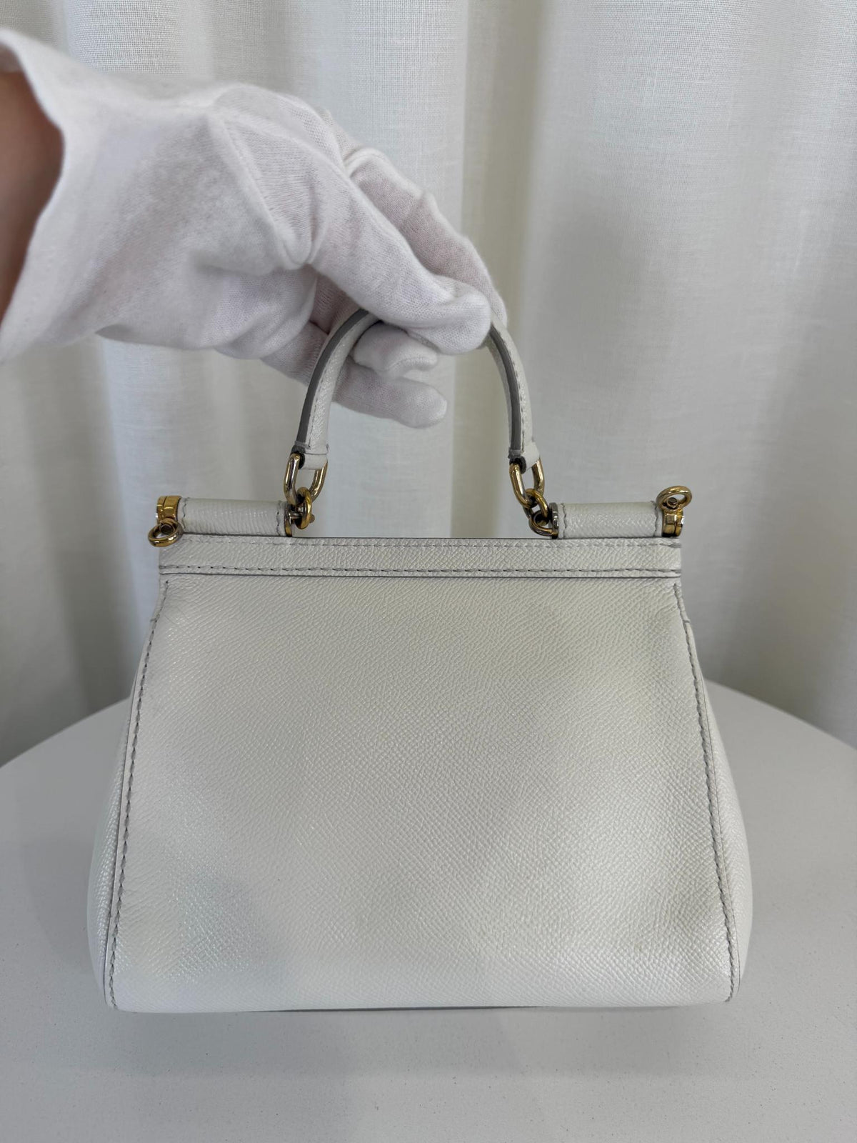 Dolce Gabbana Small Miss Sicily Ivory Dauphine Top Handle