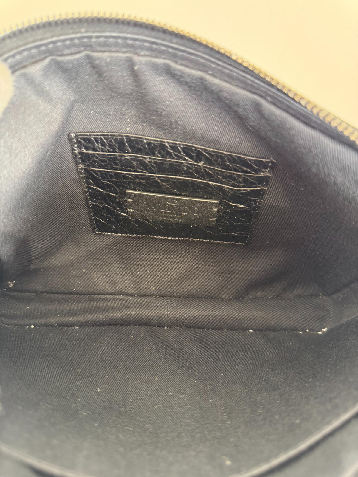 Valentino Garavani Rockstud Black Leather Wristlet Pouch