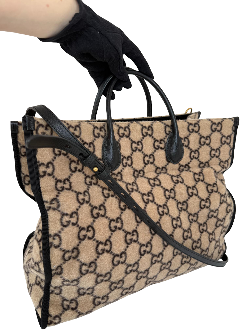 Gucci GG Wool Beige/Ebony Large Tote Bag